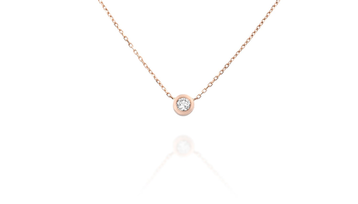 Bezel Solitaire Diamond Necklace | שרשרת יהלום סוליטר