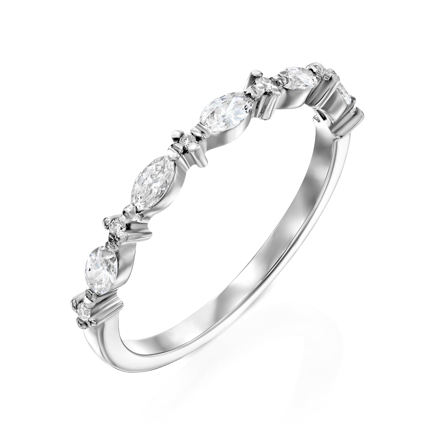 טבעת שורה יהלומי מרקיזה|Marquise Row Ring