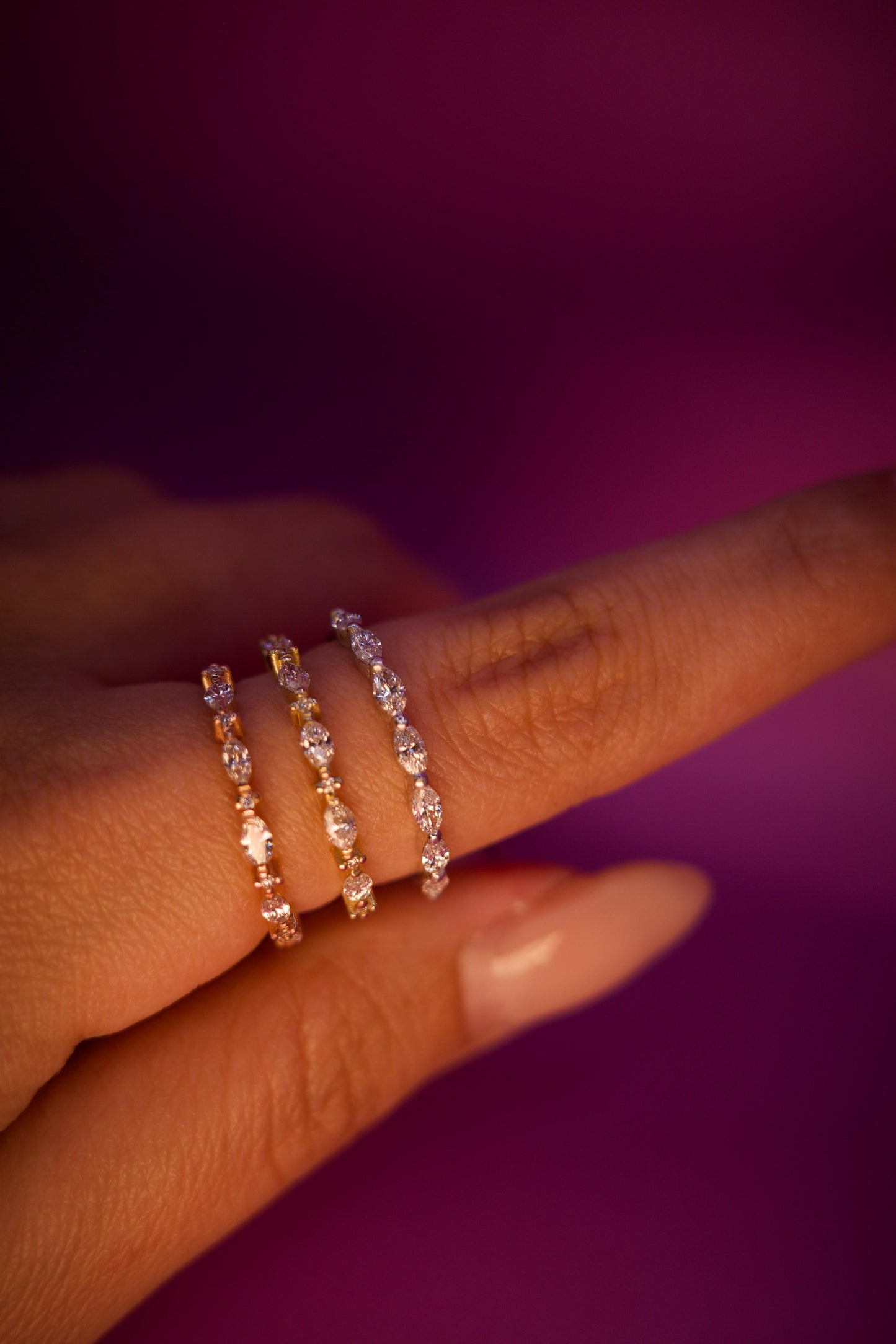 טבעת שורה יהלומי מרקיזה|Marquise Row Ring