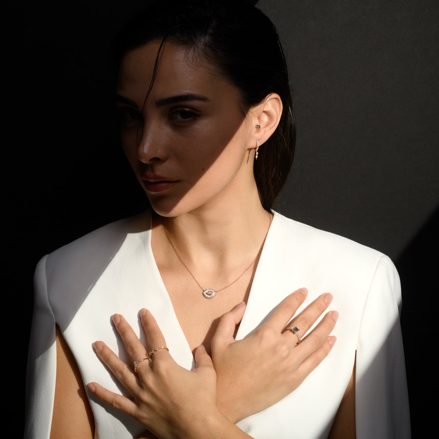 שרשרת עין אמייל ורוד|Pink Eye