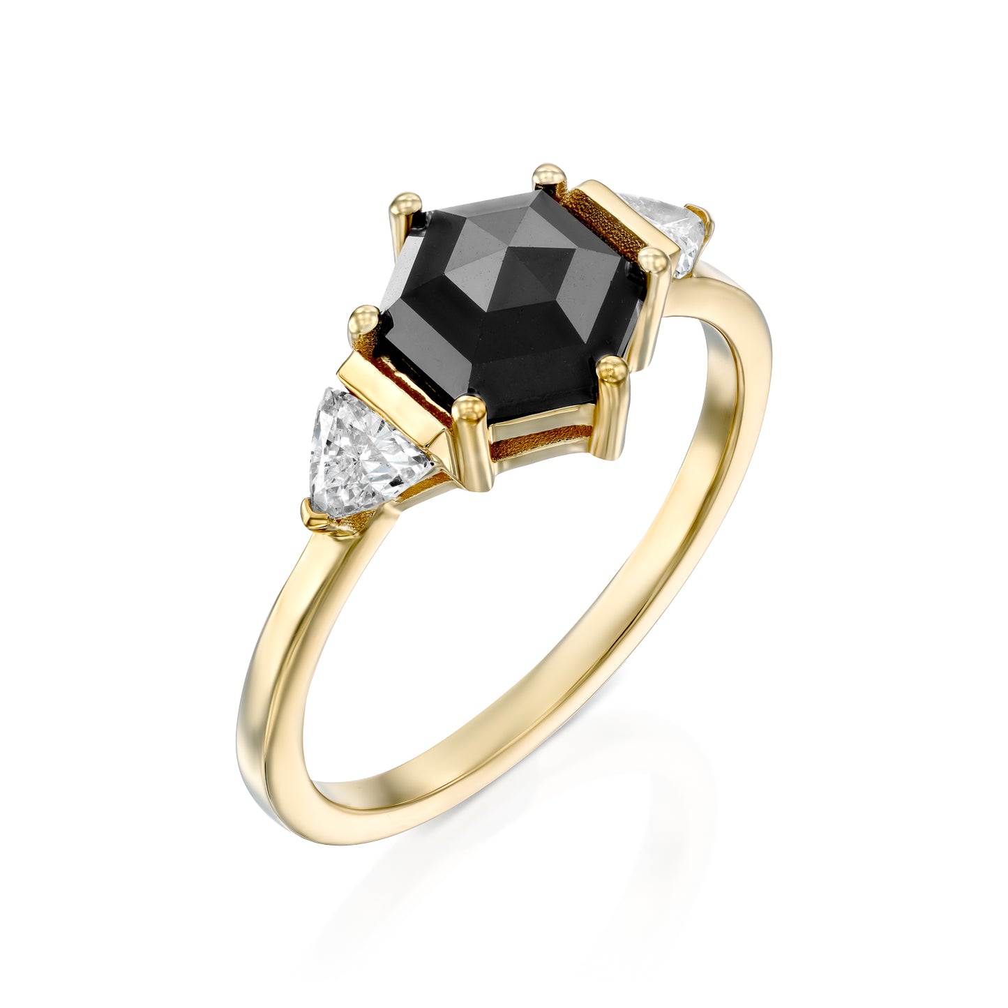 טבעת יהלום שחור משושה|Hexagonal Black Diamond Ring