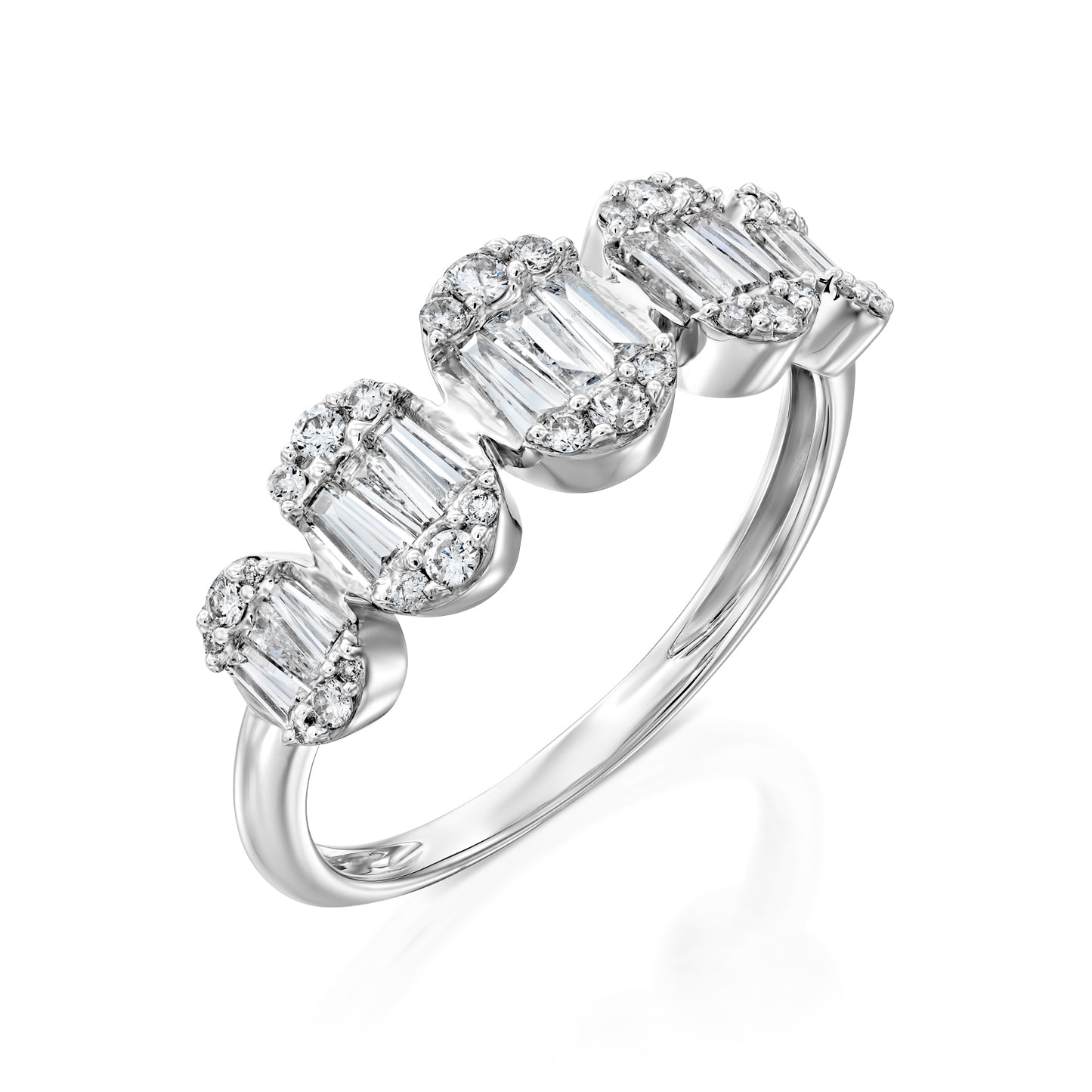 Baguette Oval Ring|טבעת אובלים בשיבוץ יהלומי בגט
