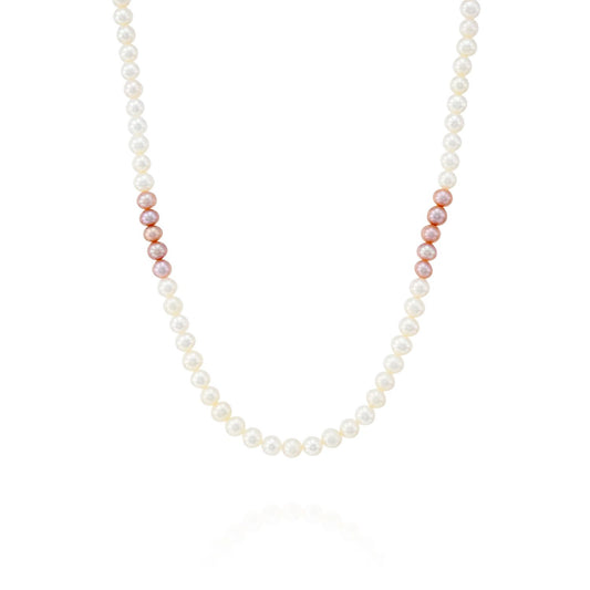 שרשרת פנינים לבנות וורודות|Pink Pearl Necklace