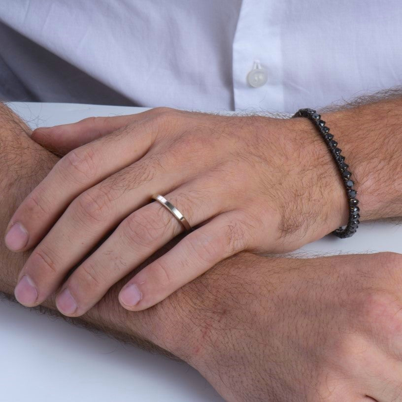 Men's Tennis Bracelet | צמיד טניס יהלומים שחורים לגבר