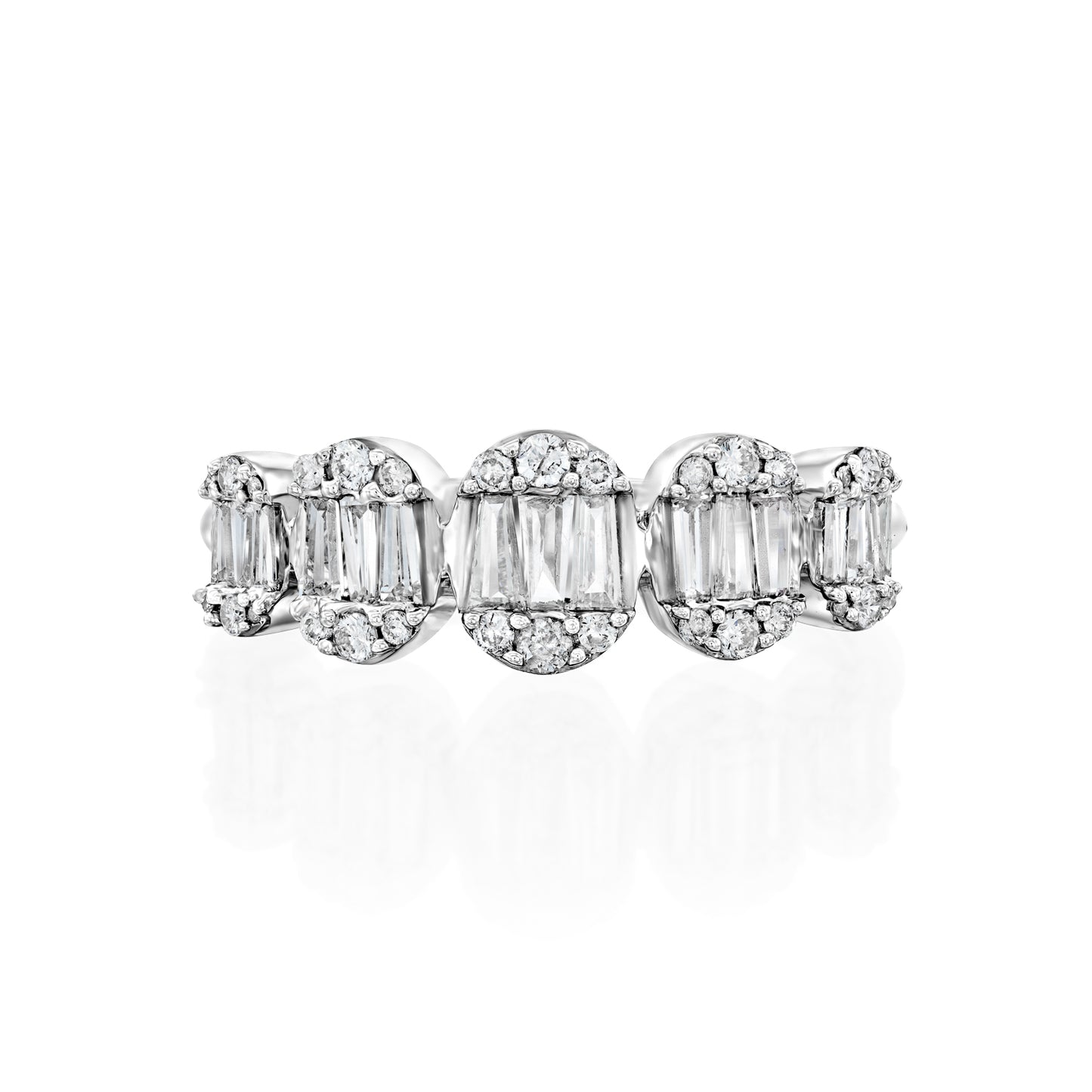 Baguette Oval Ring|טבעת אובלים בשיבוץ יהלומי בגט
