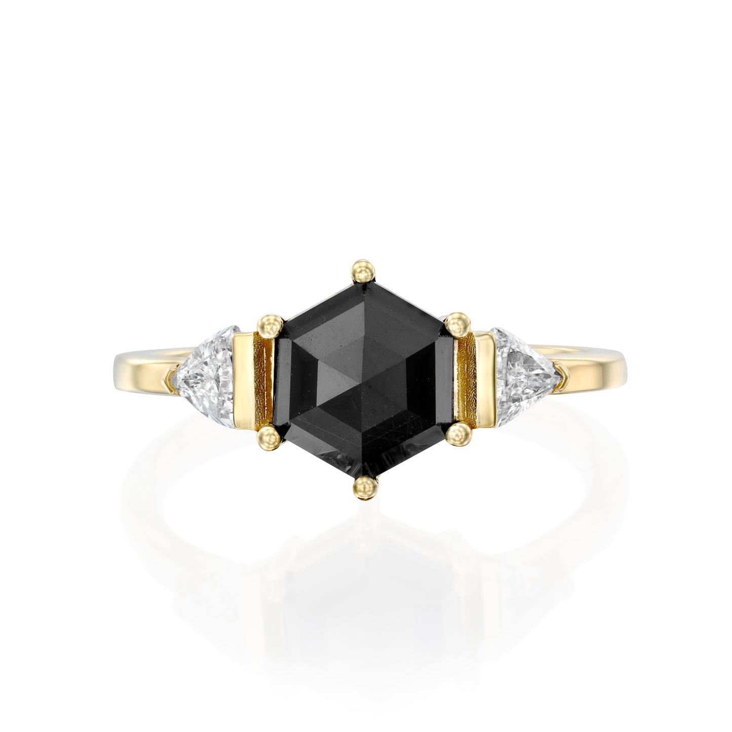 טבעת יהלום שחור משושה|Hexagonal Black Diamond Ring