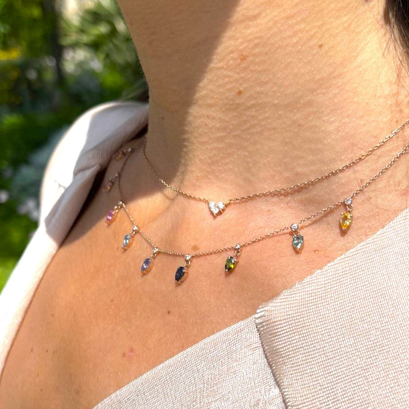 Colorful Harmony | שרשרת טיפות אבני חן צבעוניות