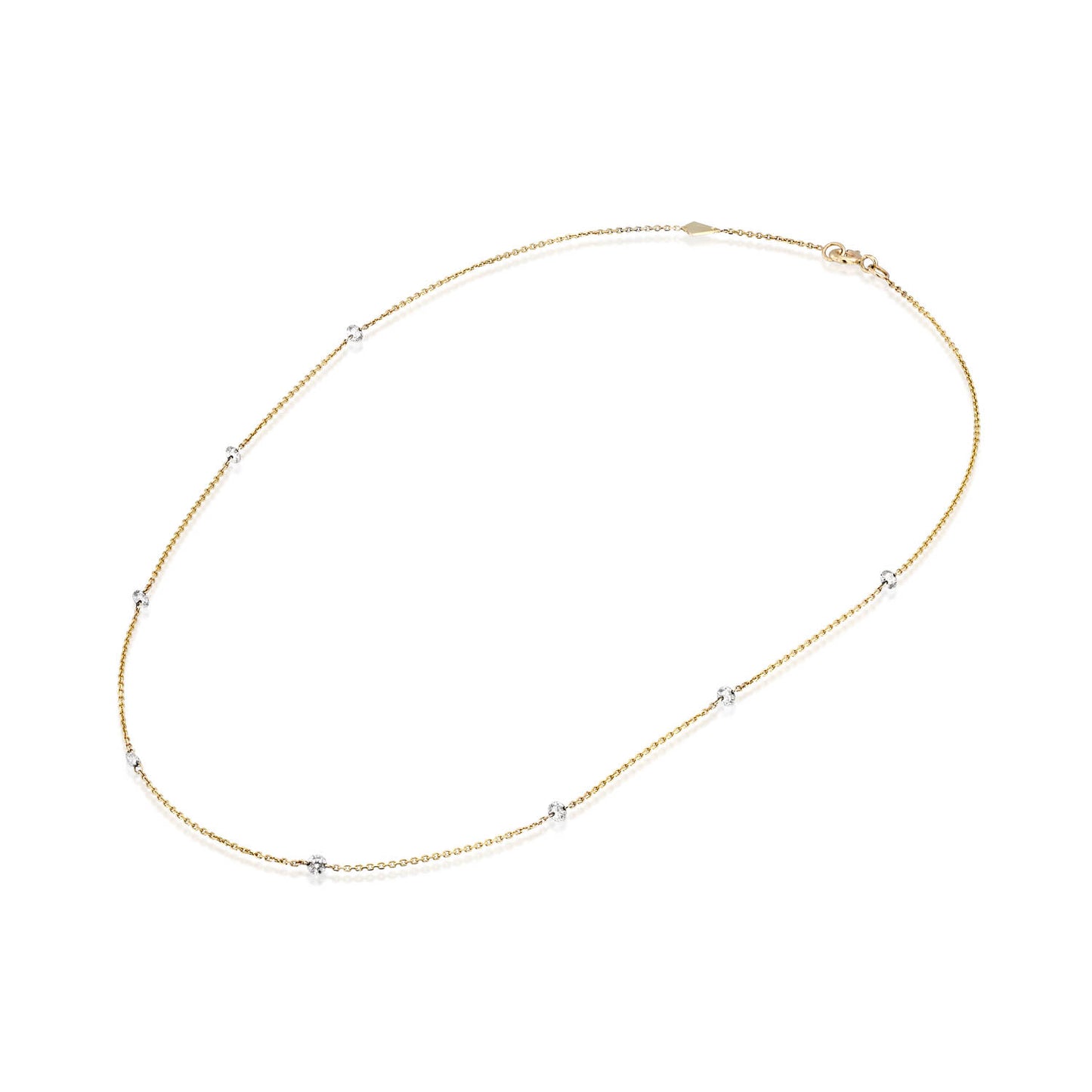Floating White Diamonds Necklace Gold 14K
