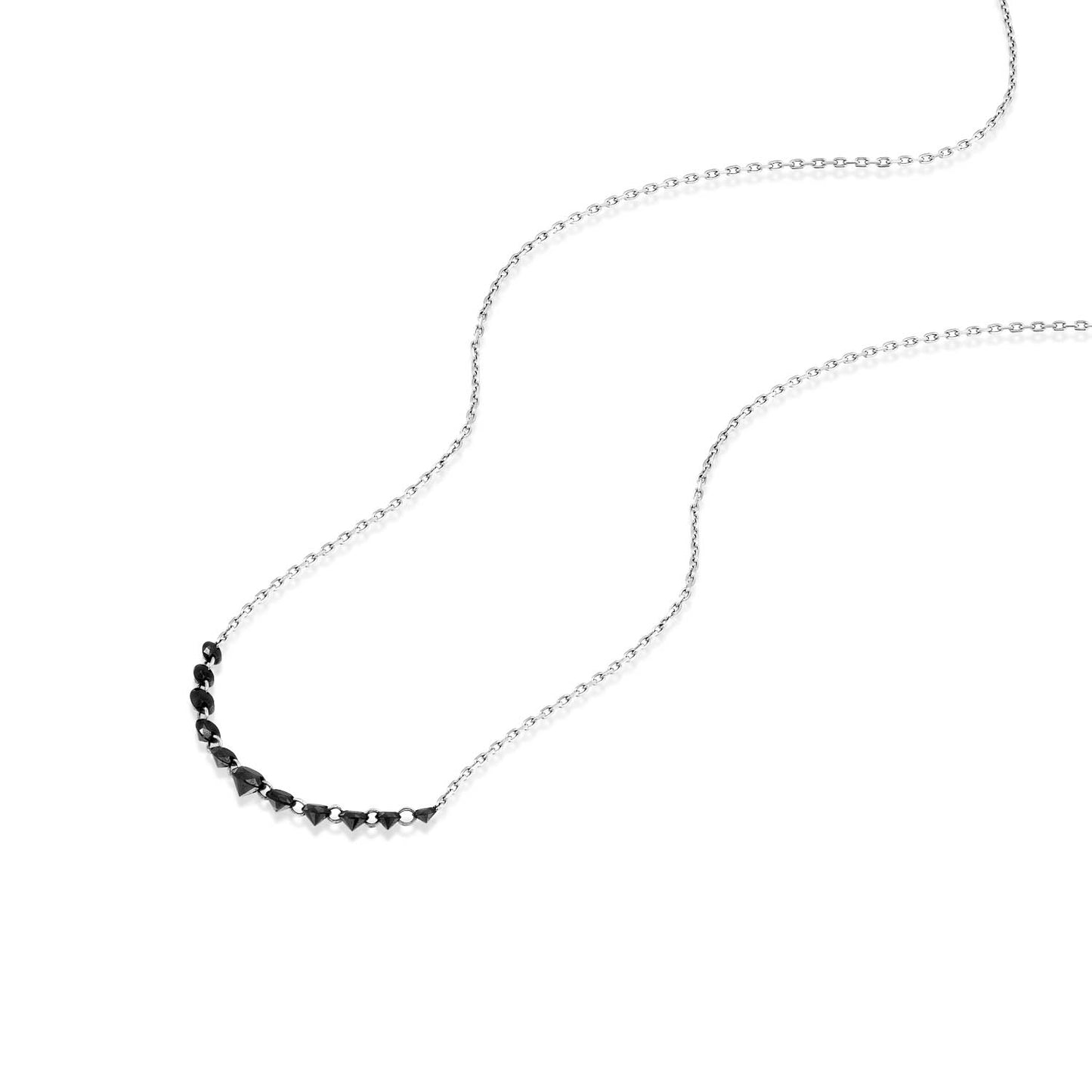 Floating Black Diamonds Necklace Gold 14K