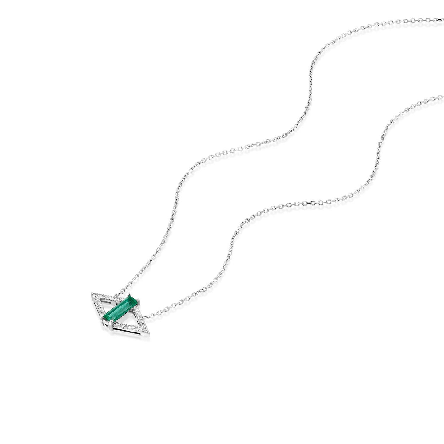 Colombian Emerald White Diamond Necklace Gold 14K
