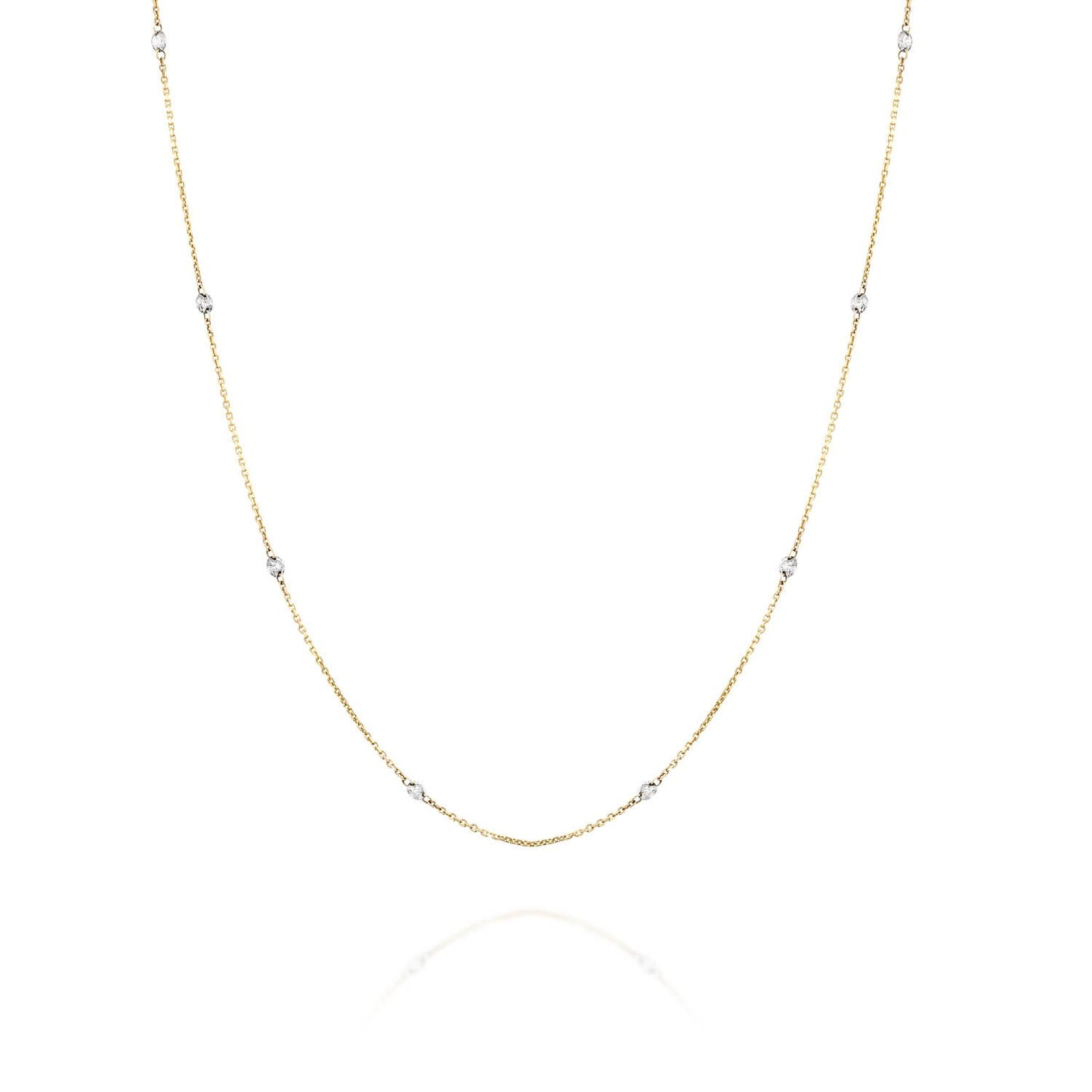 Floating White Diamonds Necklace Gold 14K