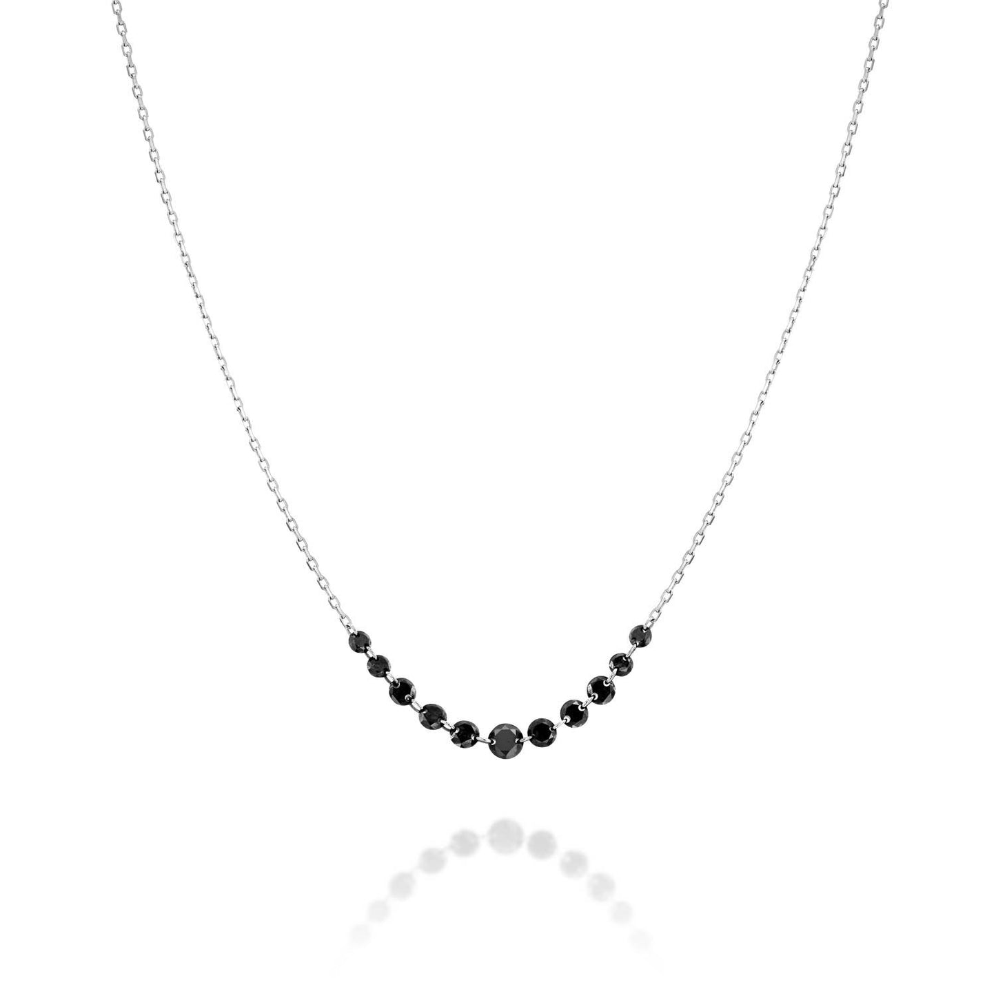 Floating Black Diamonds Necklace Gold 14K