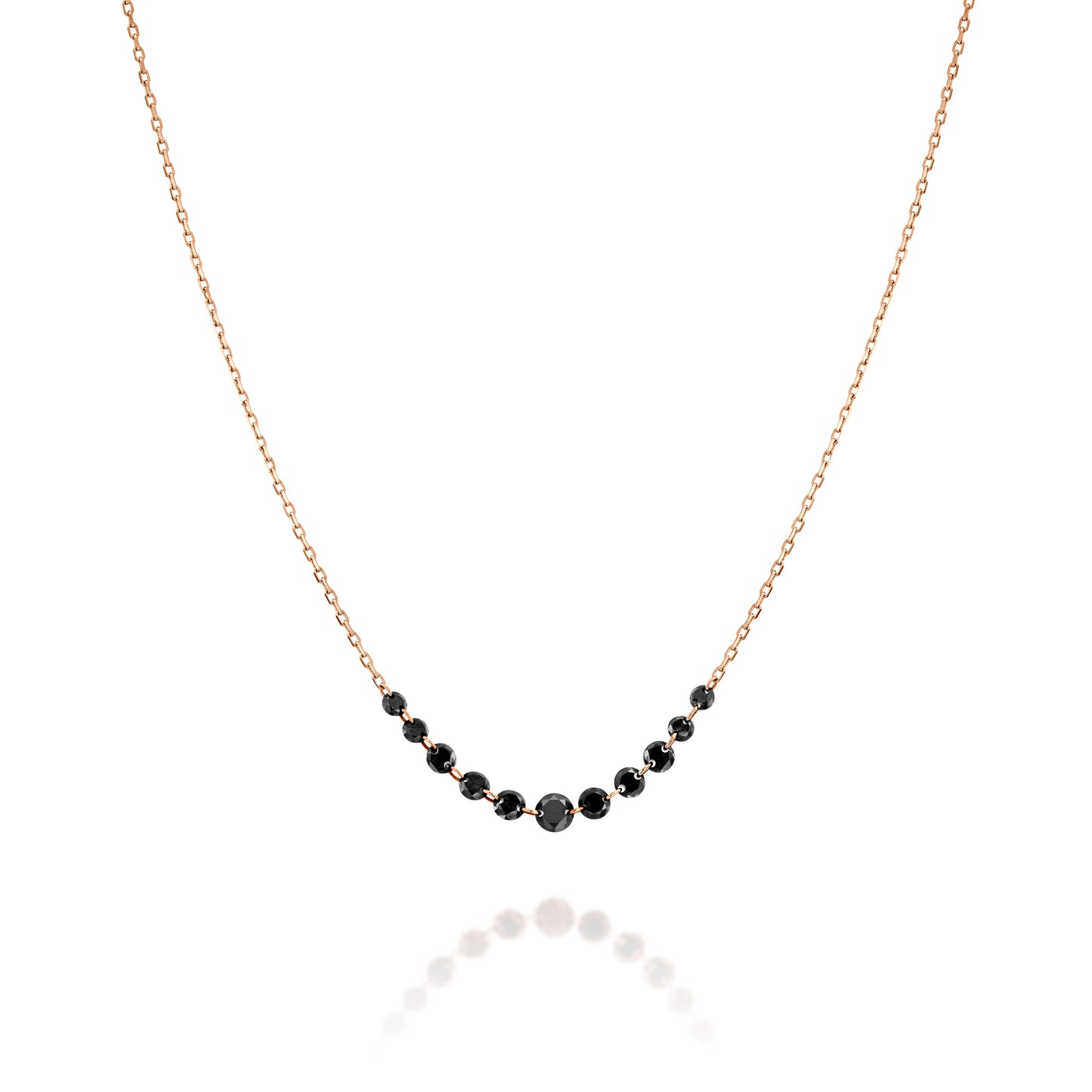 Floating Black Diamonds Necklace Gold 14K