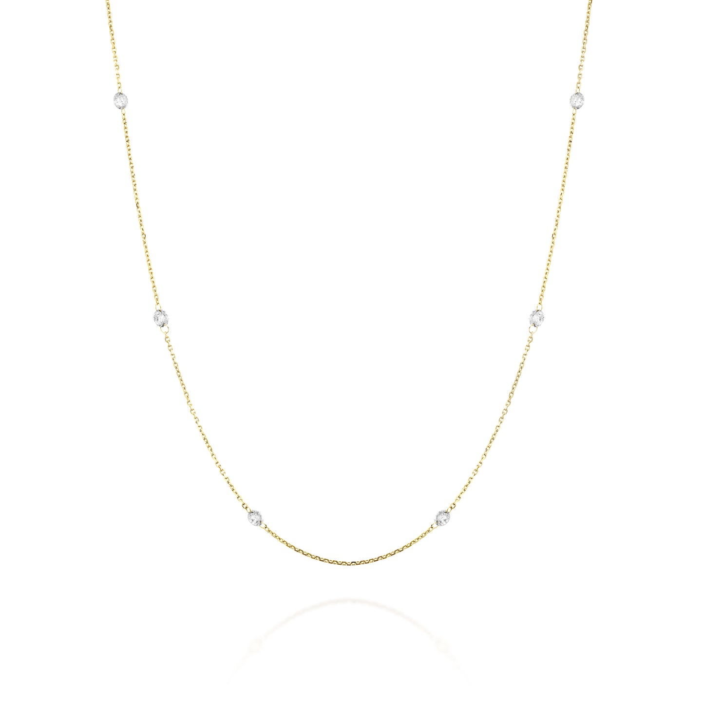 Floating Necklace White Diamonds Gold 14K