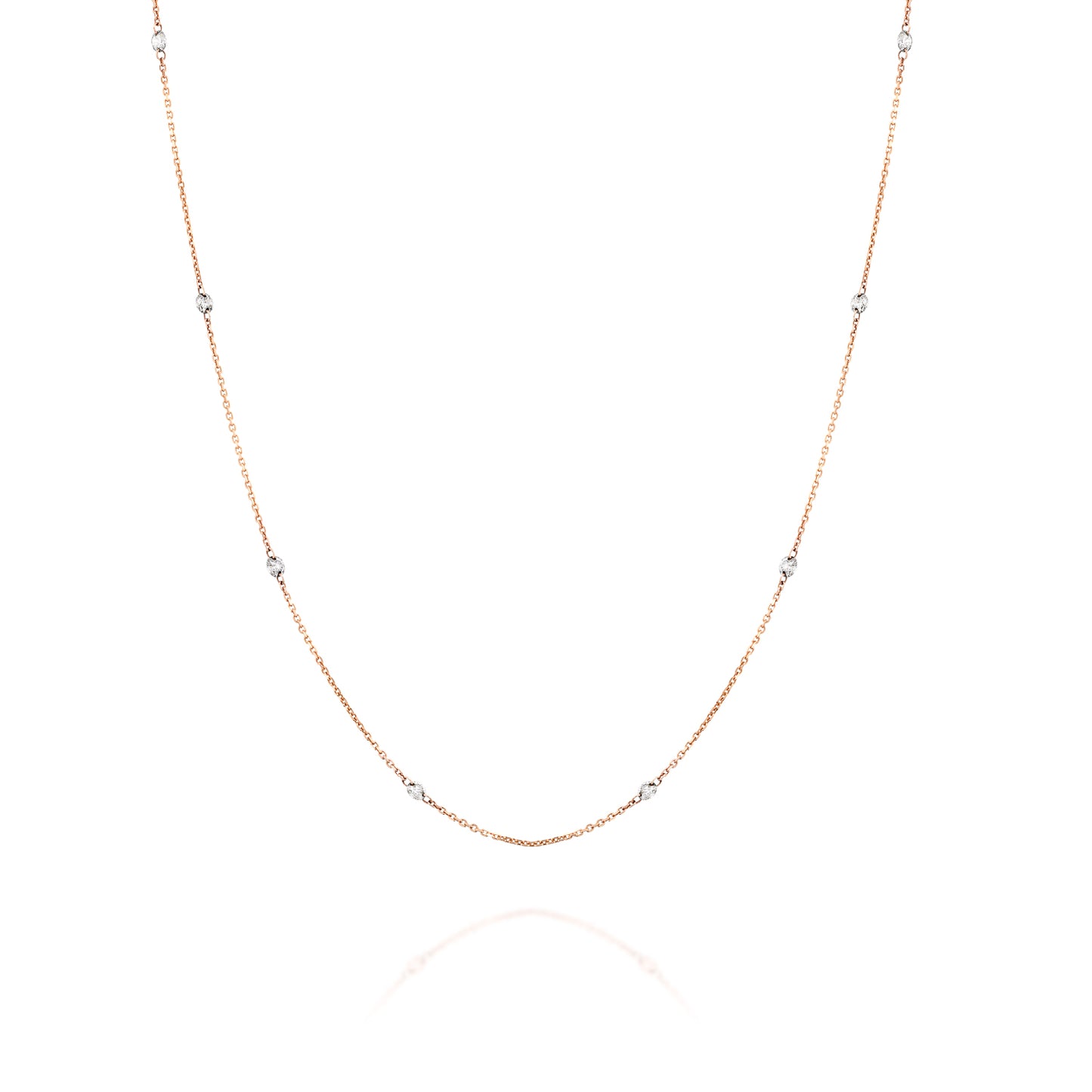 Floating White Diamonds Necklace Gold 14K
