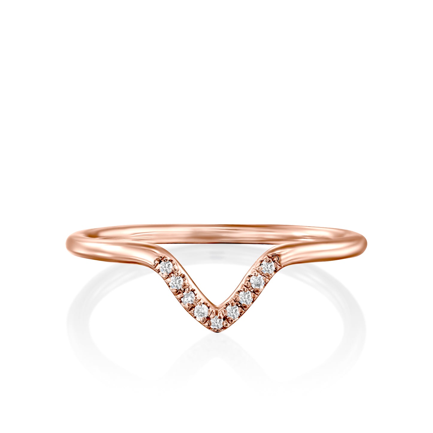 White Diamond Chevron Ring Gold 14K