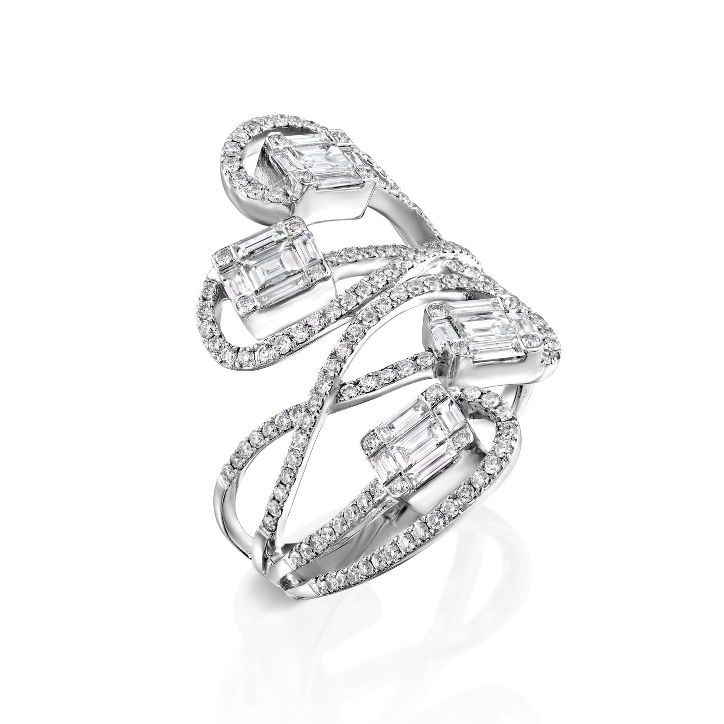 Baguette 167 diamonds Ring Gold 14K