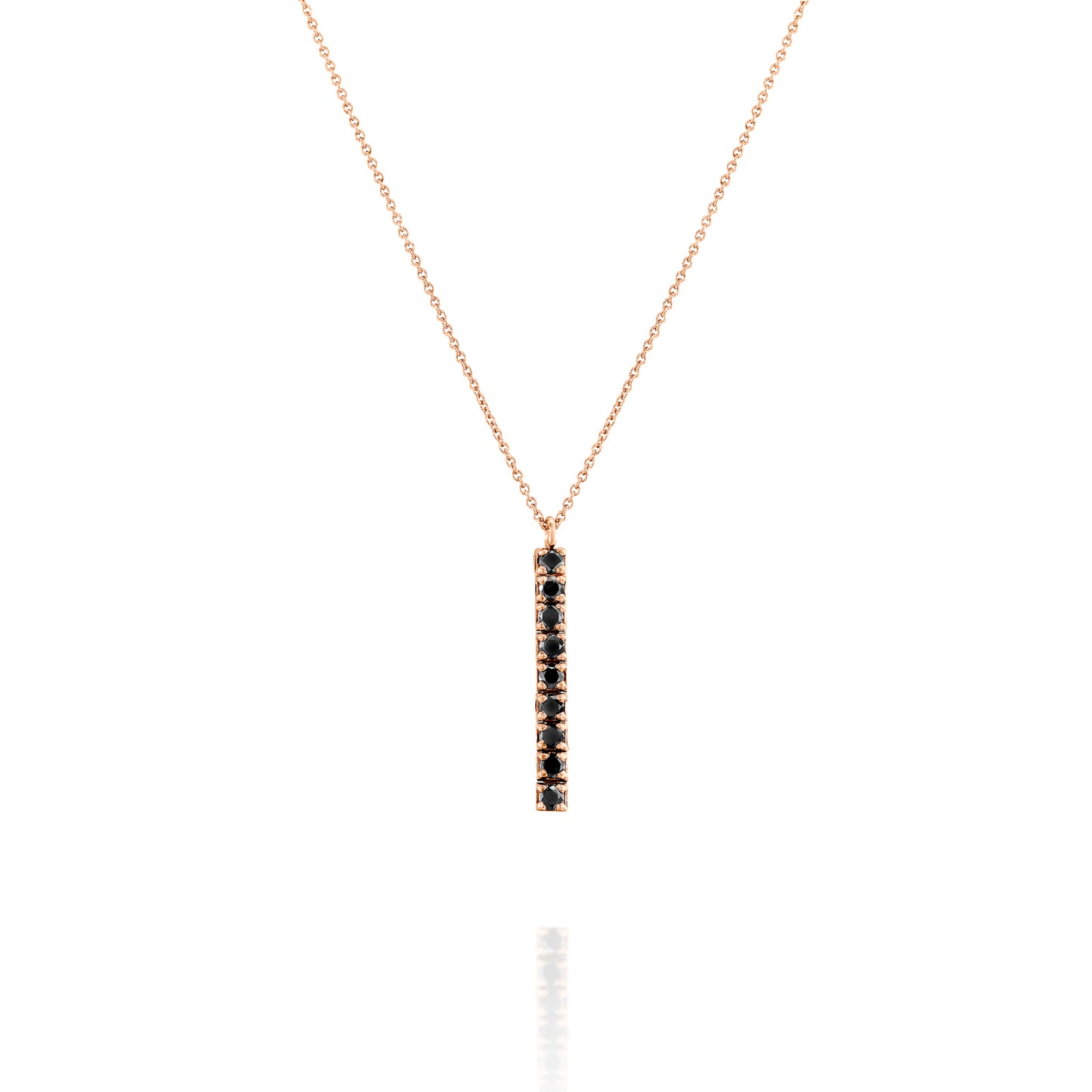Black Diamonds Line Necklace Gold 14K