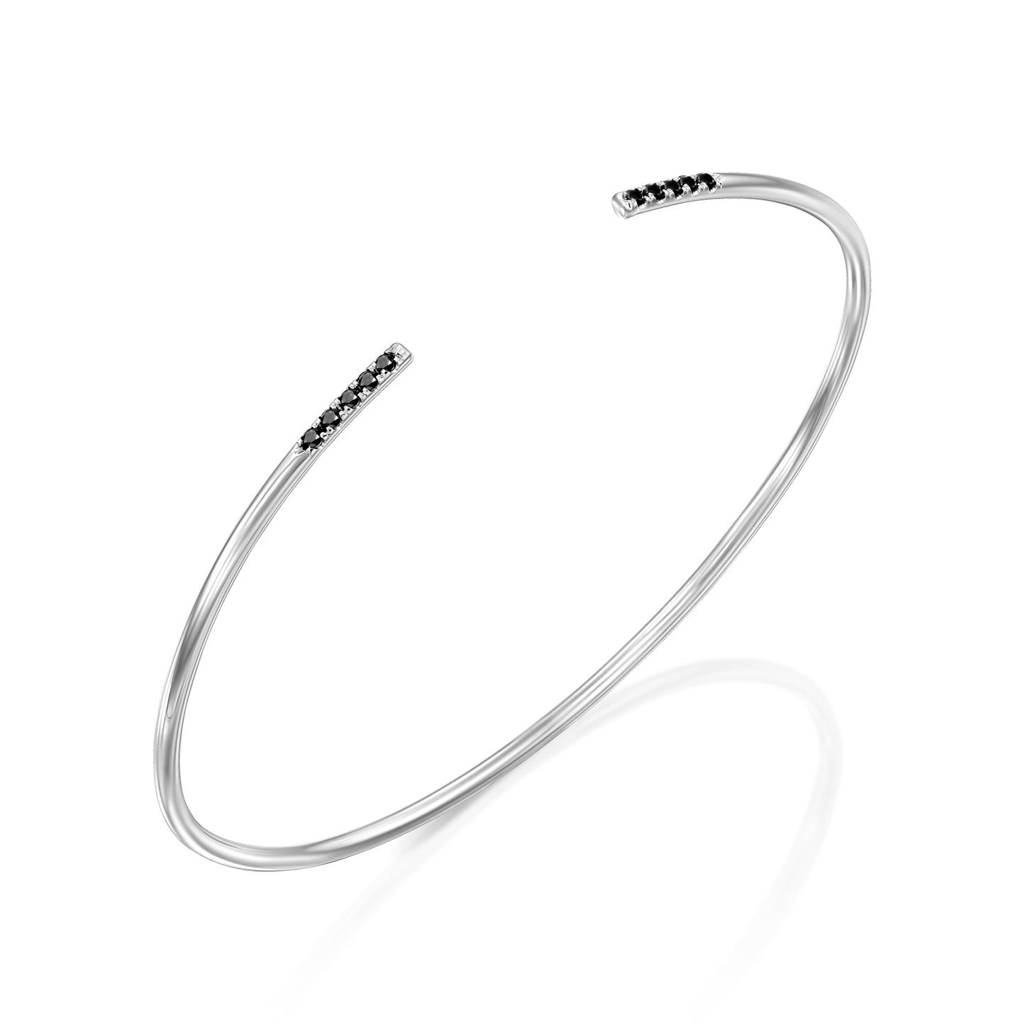 Open Cuff Bracelet Black Diamonds Gold 14K