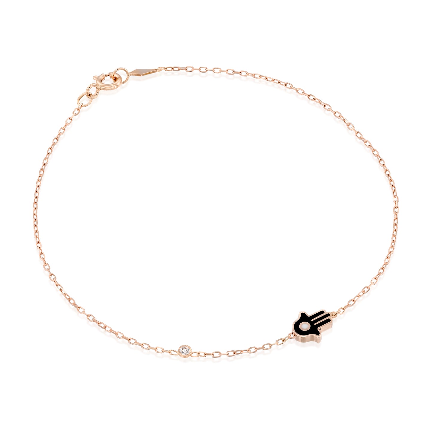 Black Diamond Hamsa Bracelet Gold 14K
