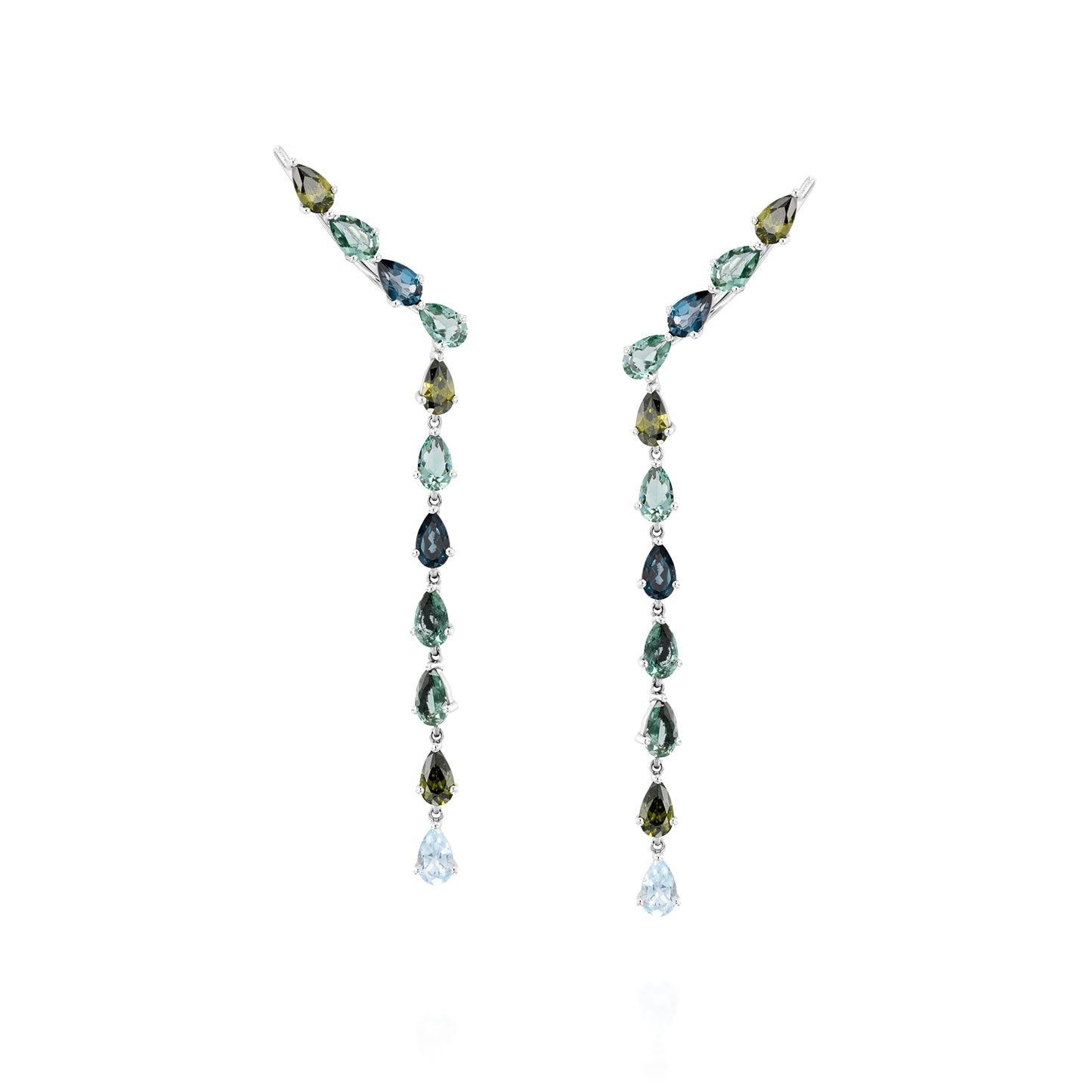Blue Topaz And Green Zircon Gemstone Earrings