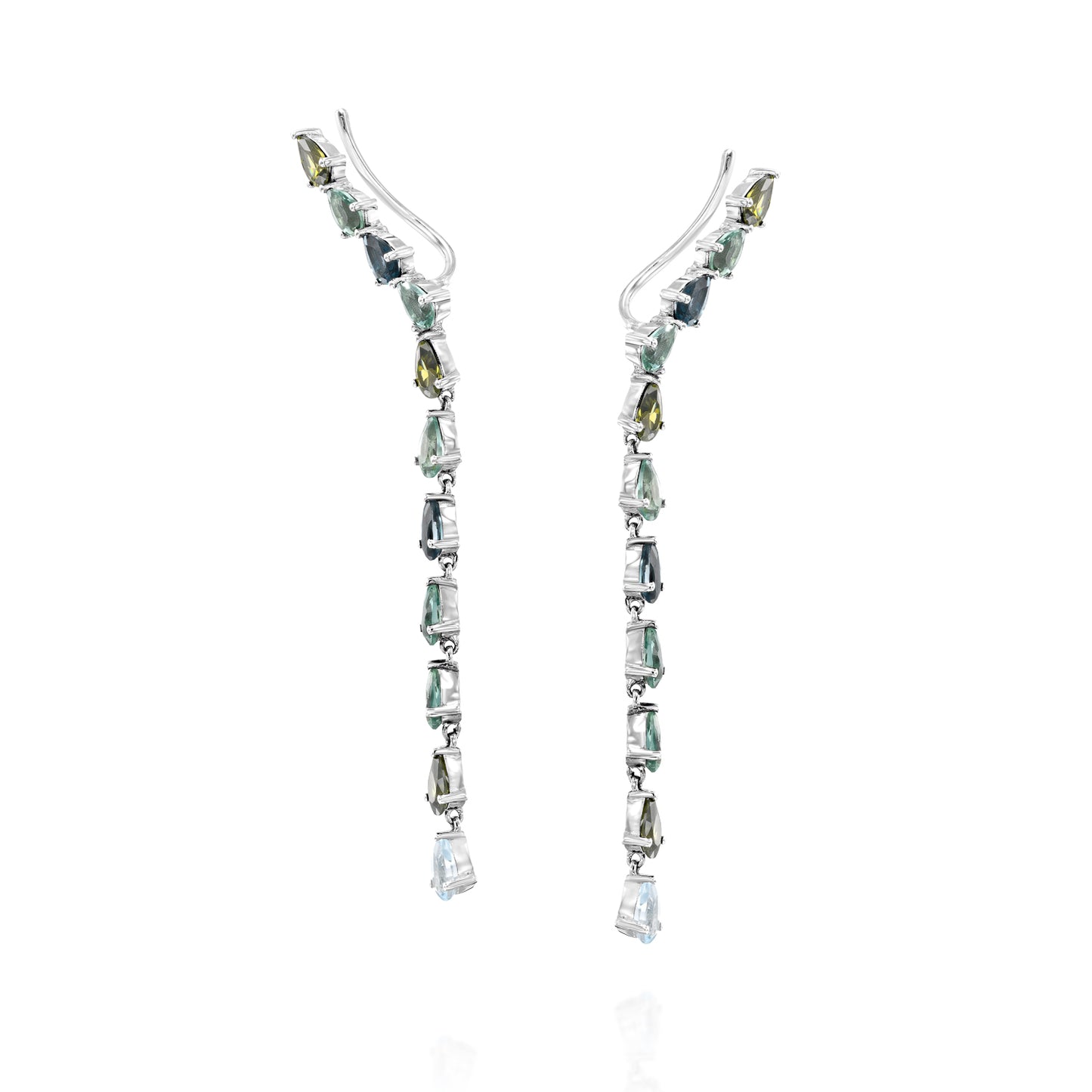 Blue Topaz And Green Zircon Gemstone Earrings