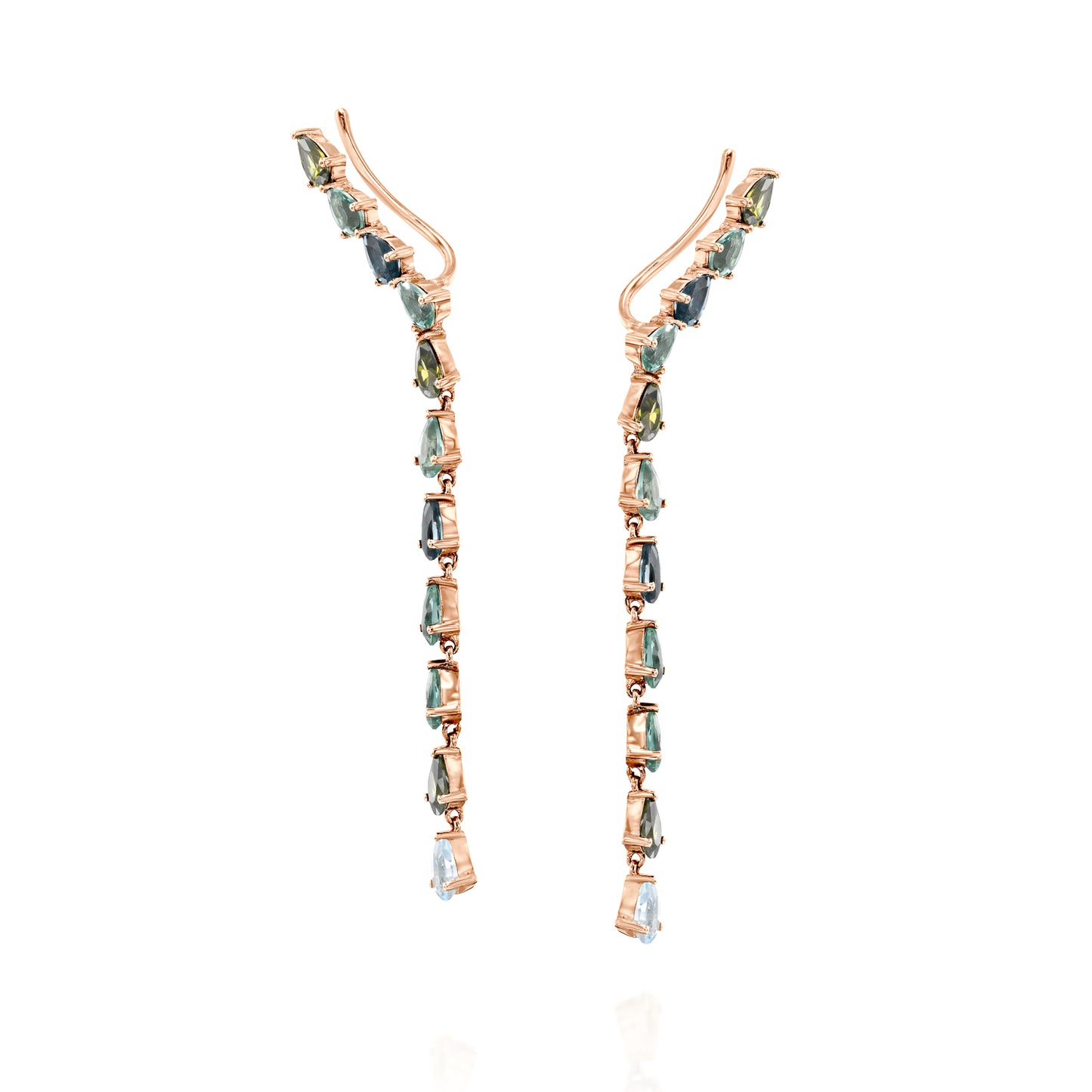 Blue Topaz And Green Zircon Gemstone Earrings