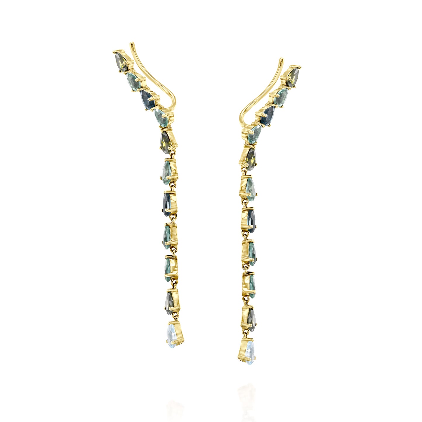 Blue Topaz And Green Zircon Gemstone Earrings