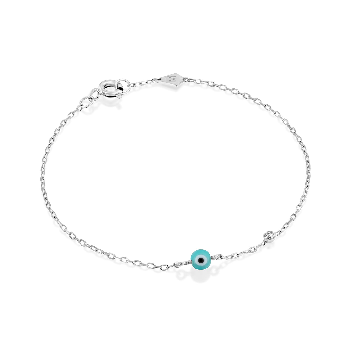 White Diamond Eye Bracelet Gold 14K