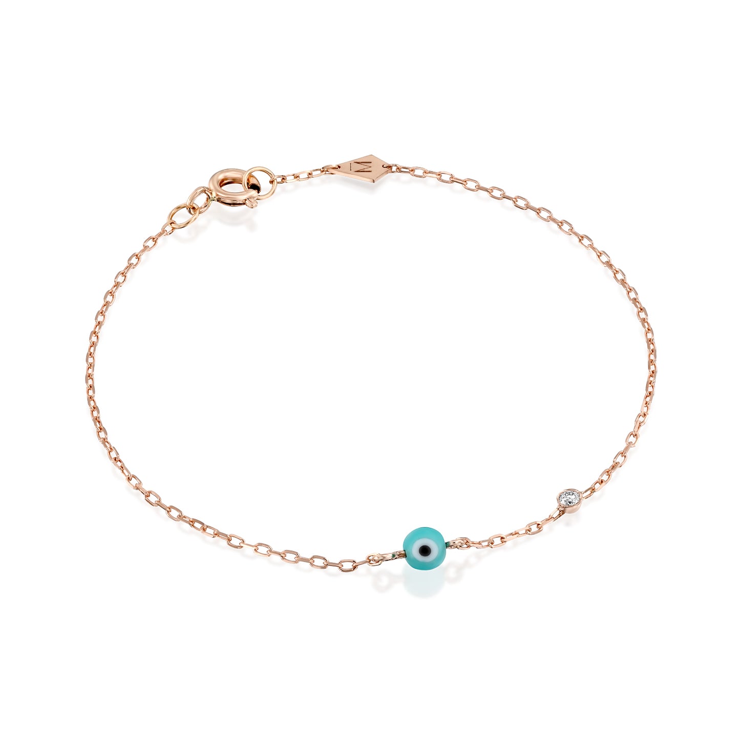 White Diamond Eye Bracelet Gold 14K