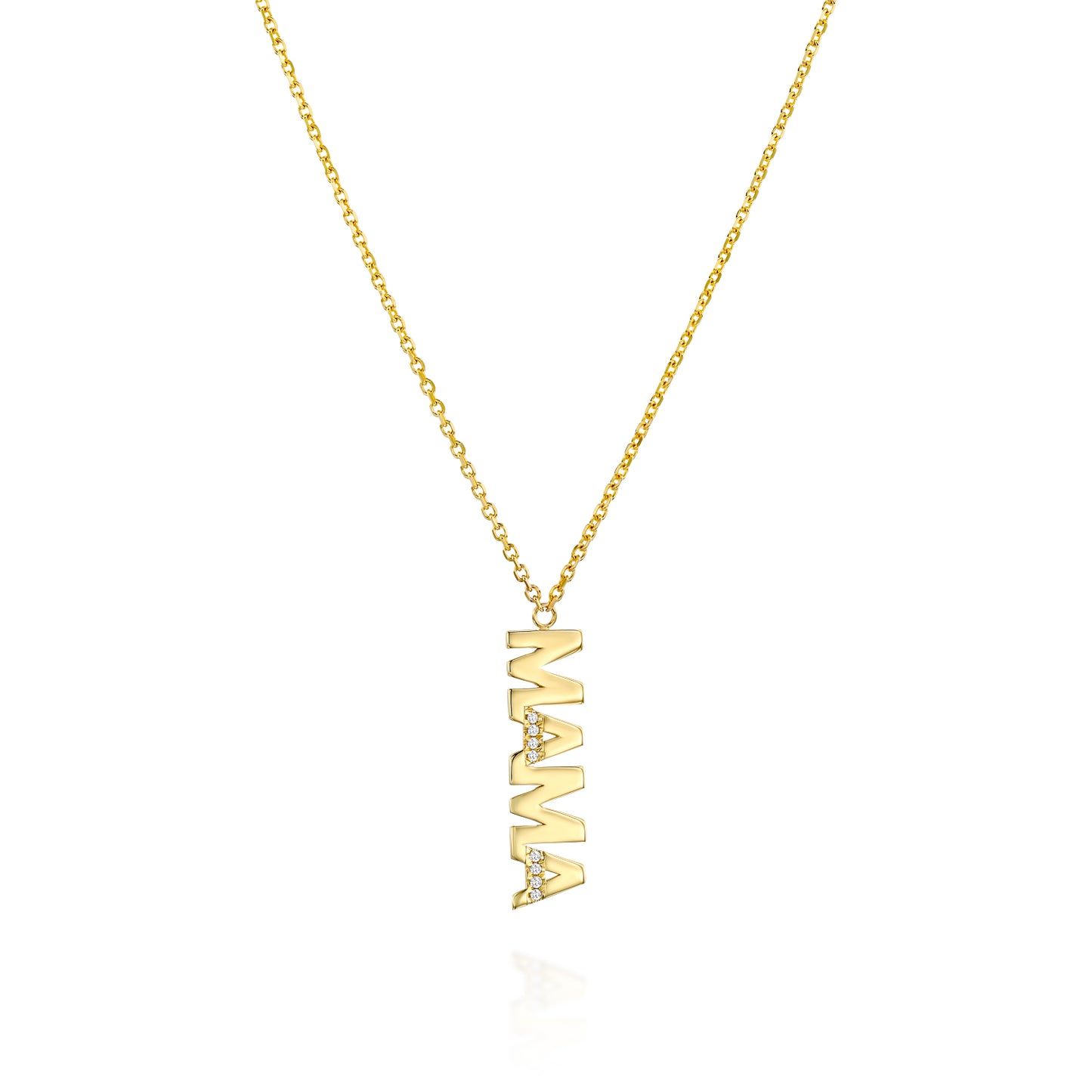 White Diamonds Mom Necklace Gold 14K