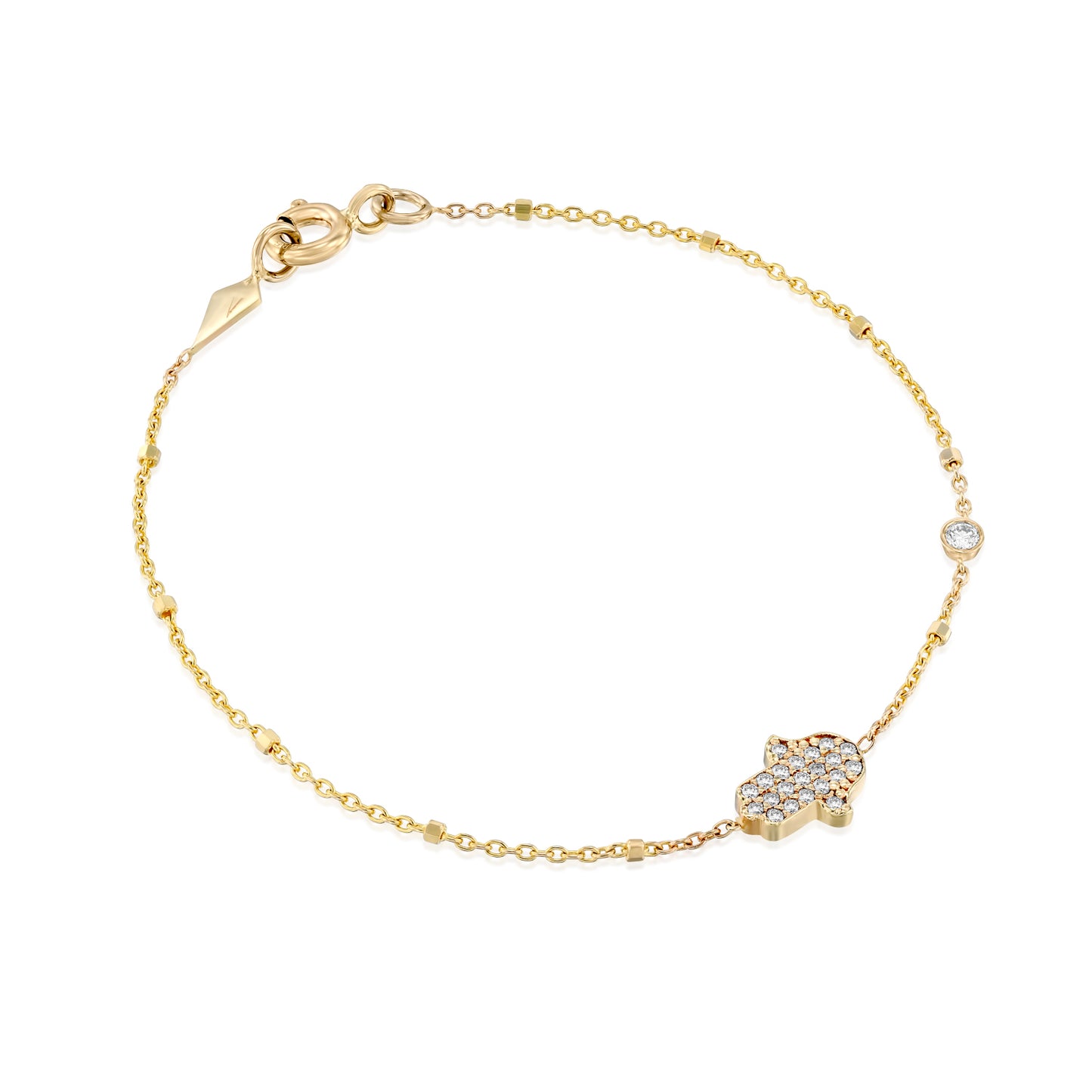 White Diamonds Hamsa Bracelet Gold 14K