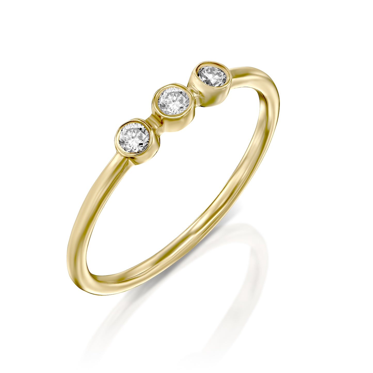 White Diamonds Pinky Ring Gold 14K