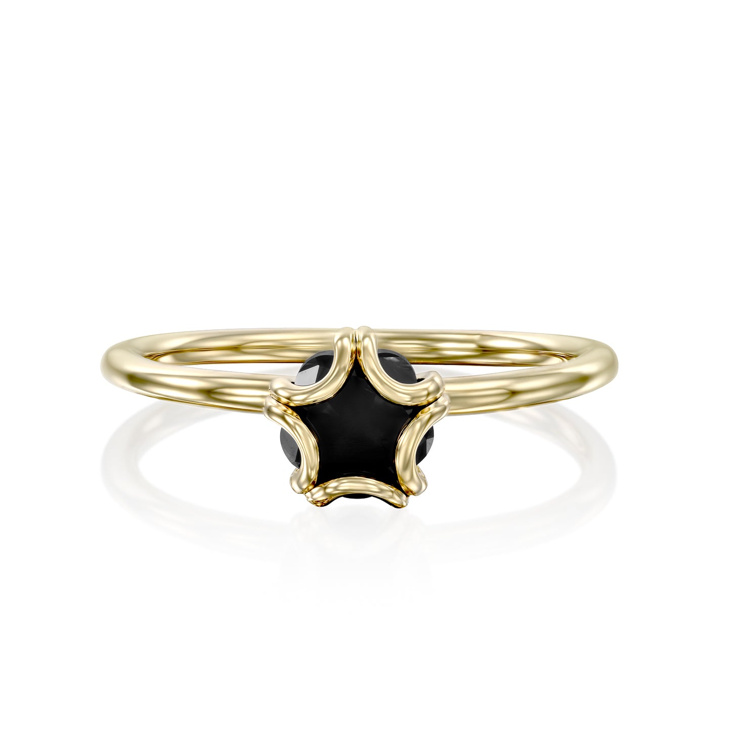 Black Diamond Flower Cut Ring
