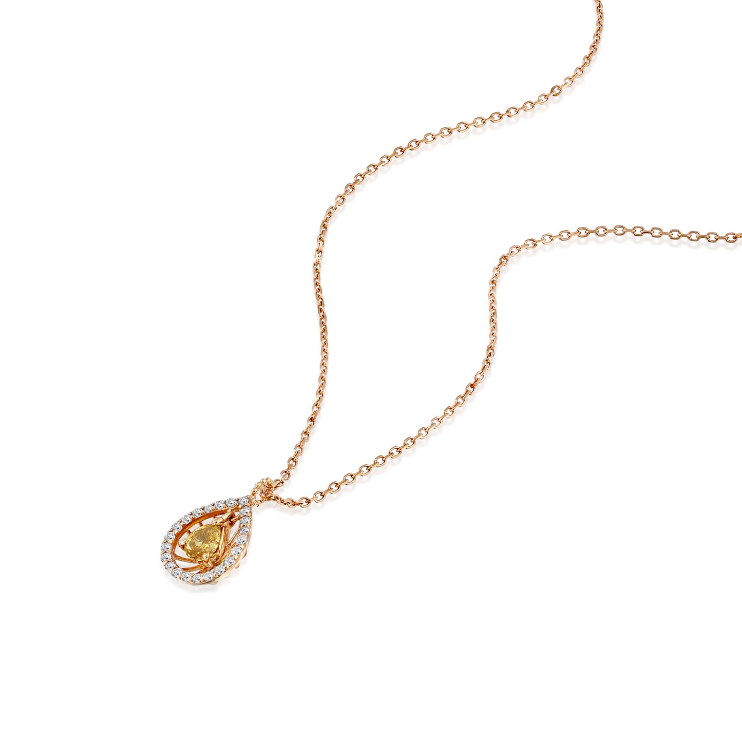 Fancy Color Yellow Diamond Necklace Gold 14K