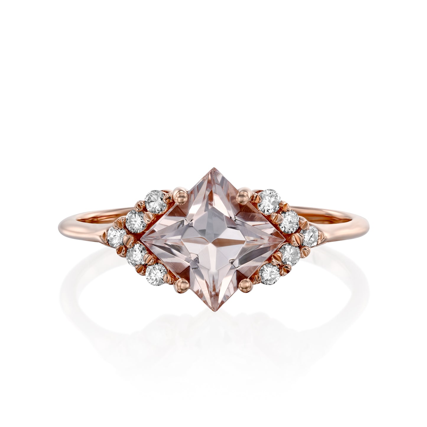 Morganite White Diamonds Ring Gold 14K