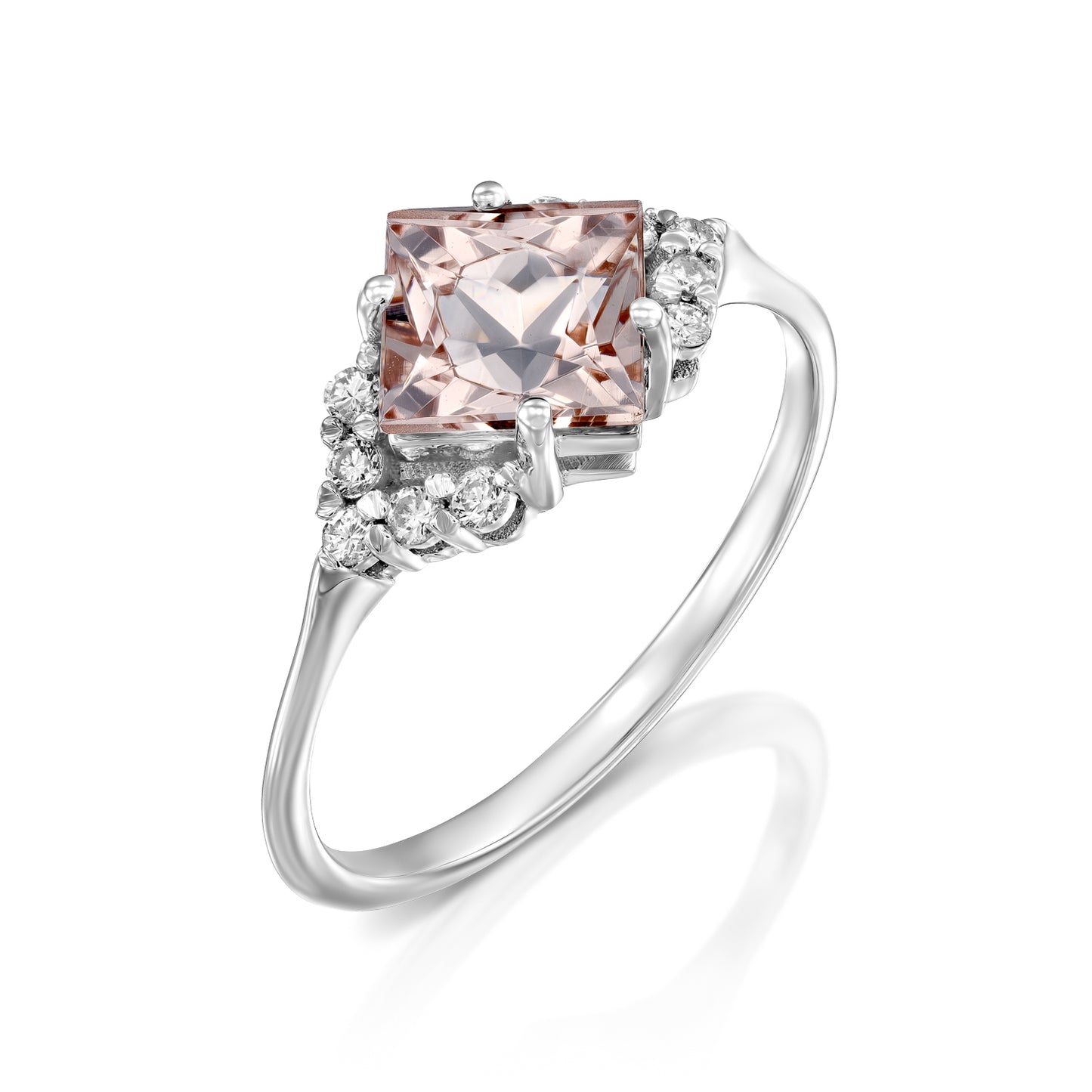 Morganite White Diamonds Ring Gold 14K