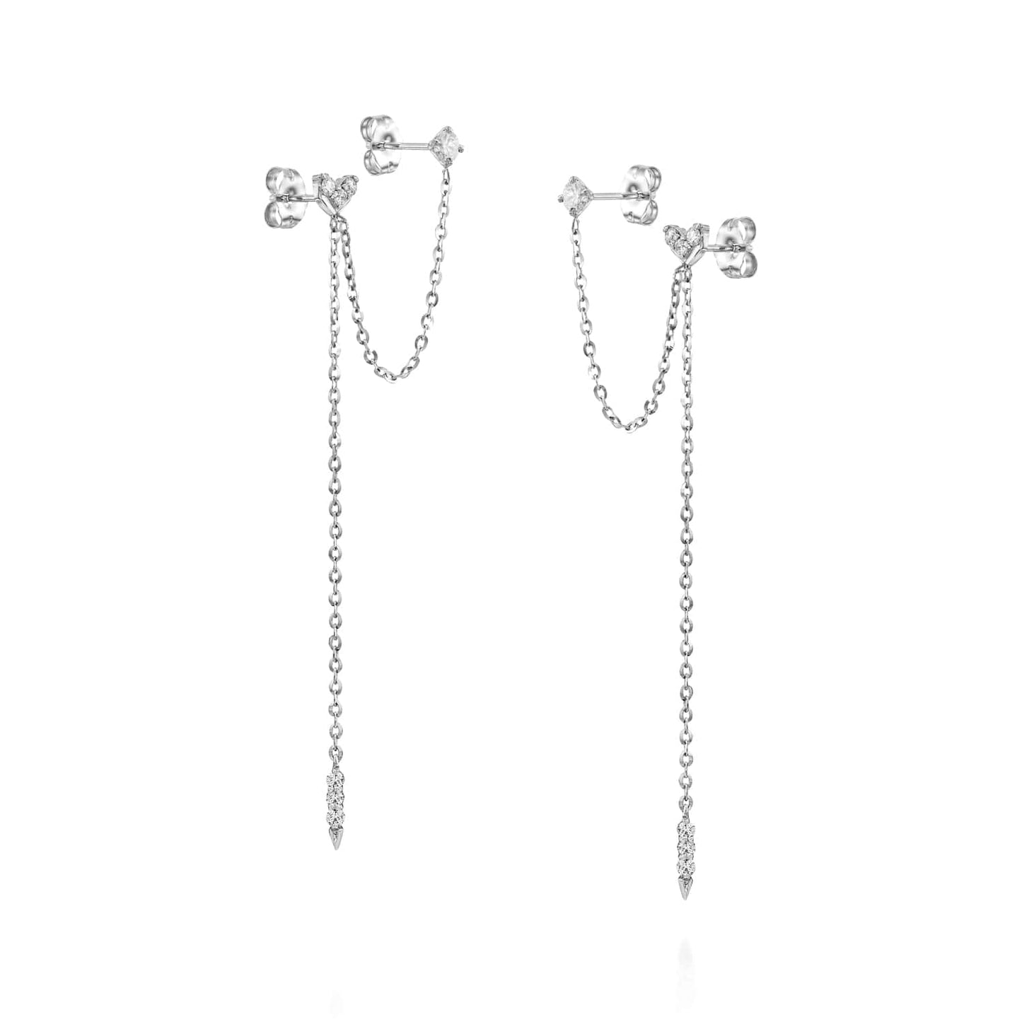 TwoHolesDiamondDropEarrings