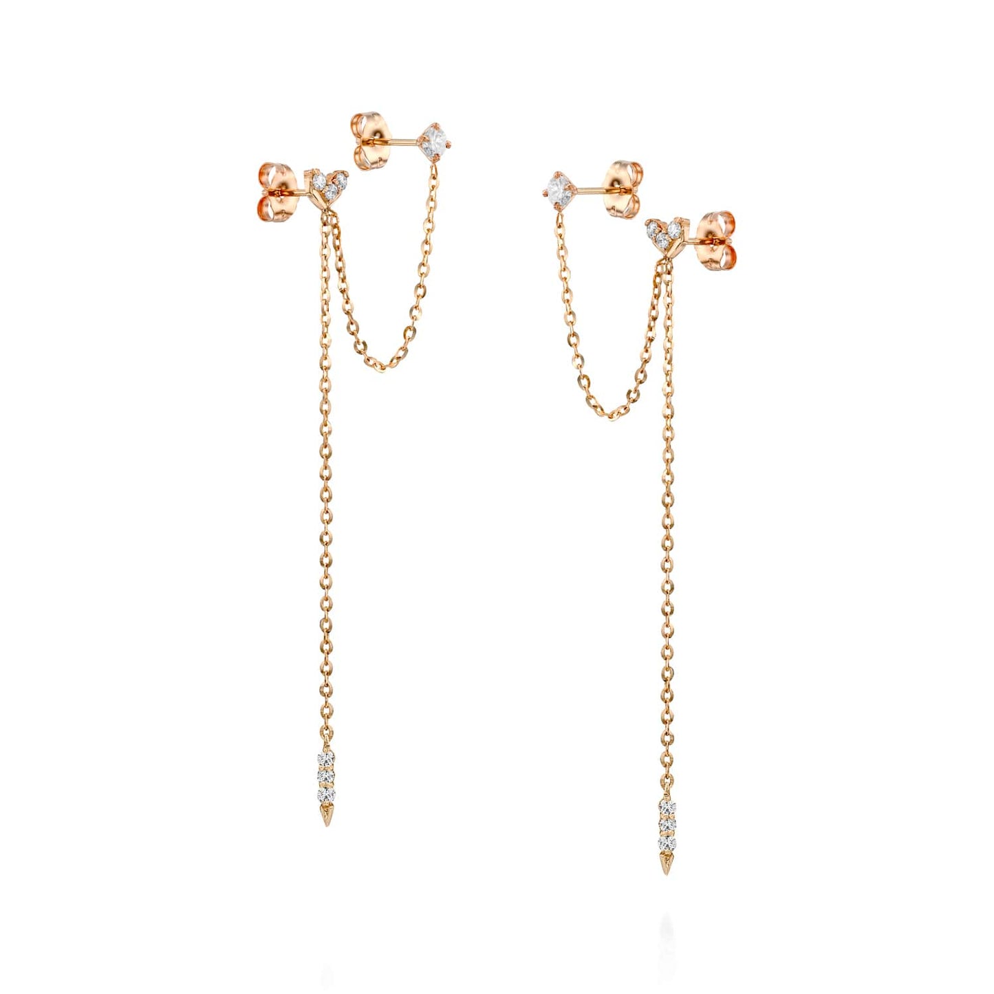 TwoHolesDiamondDropEarrings