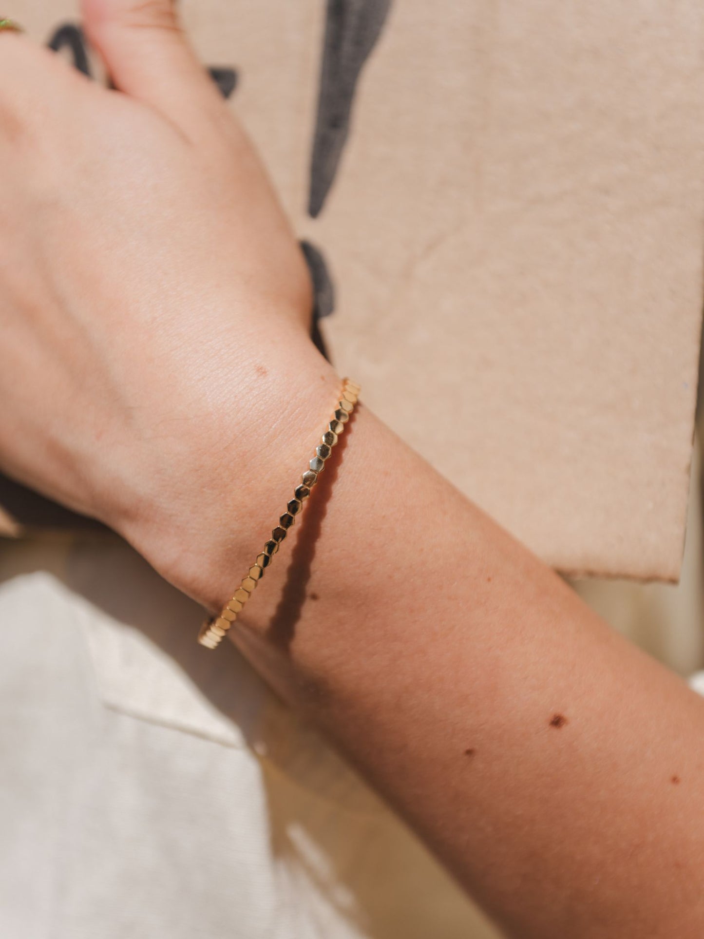 צמיד משושים זהב|Hexagon Bracelet