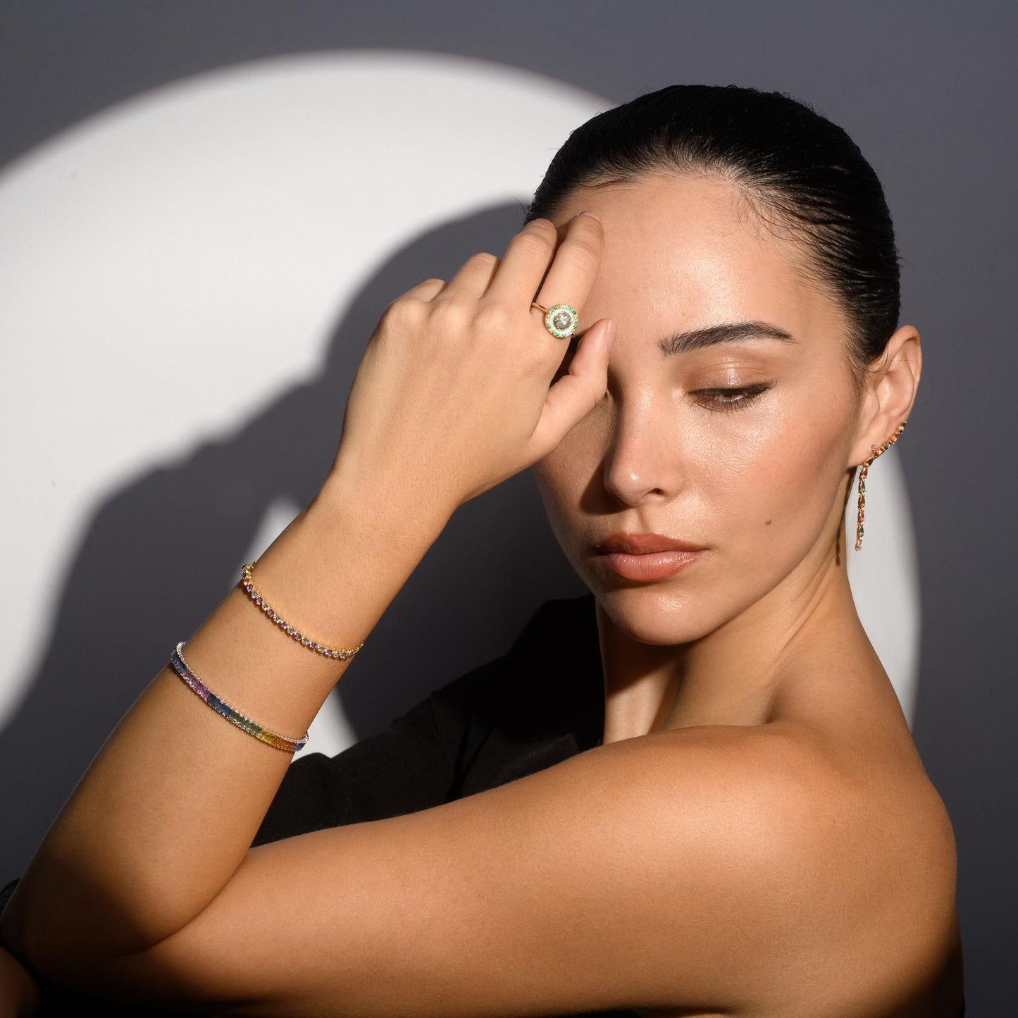 צמיד טניס יהלומים וספירים ורודים|Violet Shine