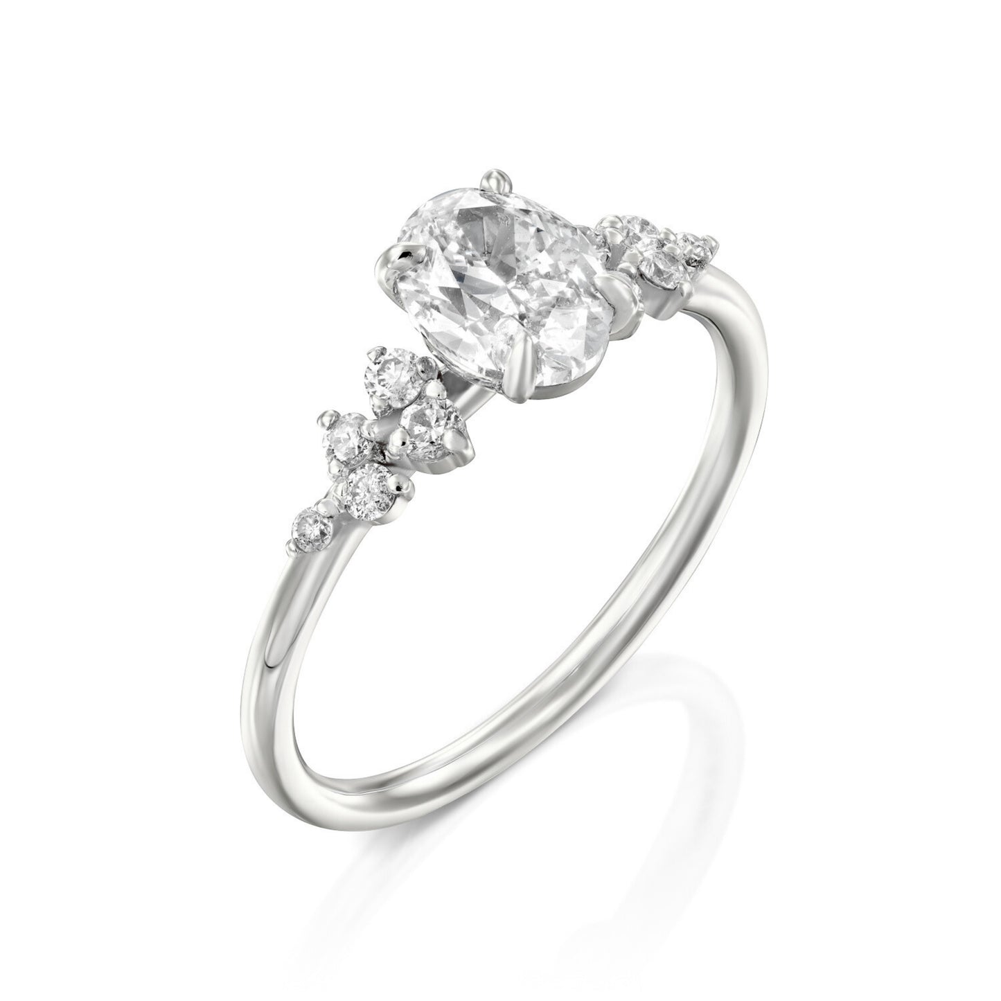 Romantic Oval Diamond Ring|טבעת רומנטית אובל