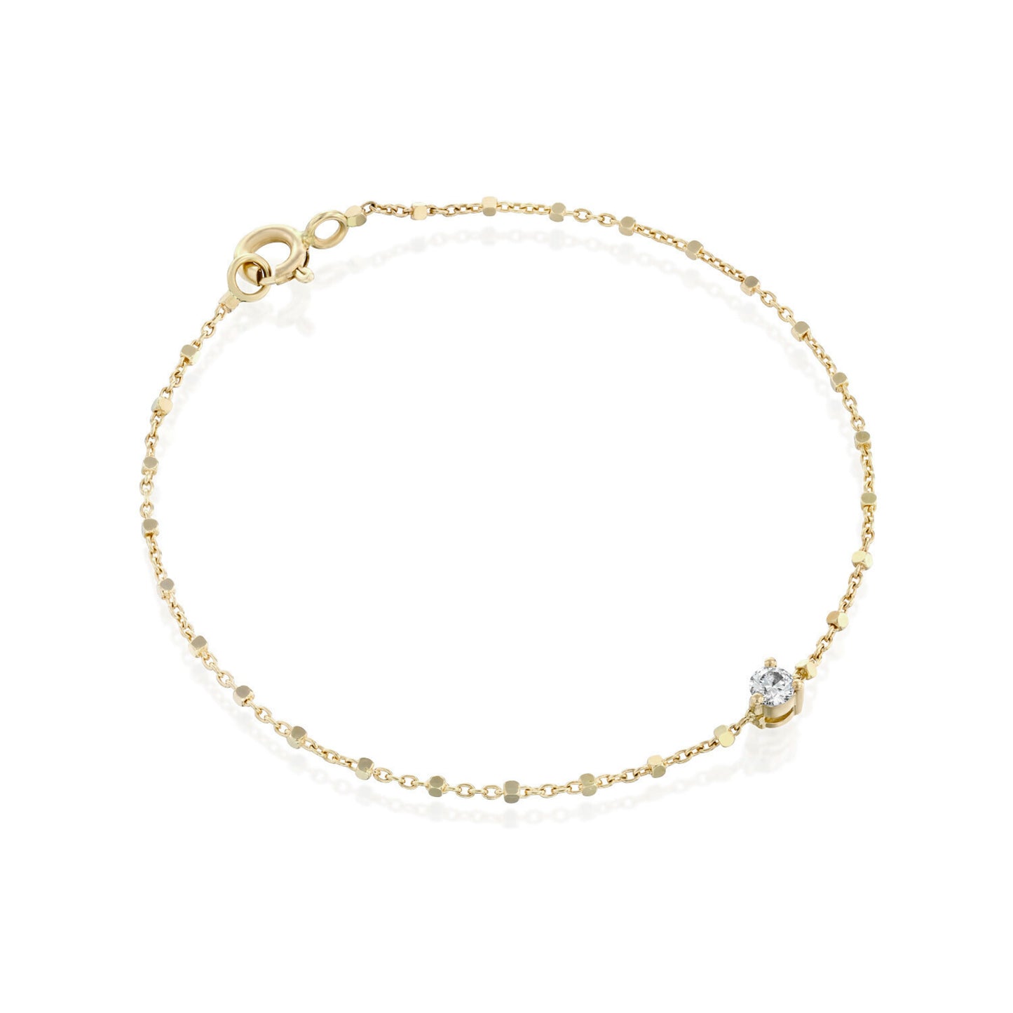 צמיד ריבועי זהב יהלום עגול|Twinkel Dot