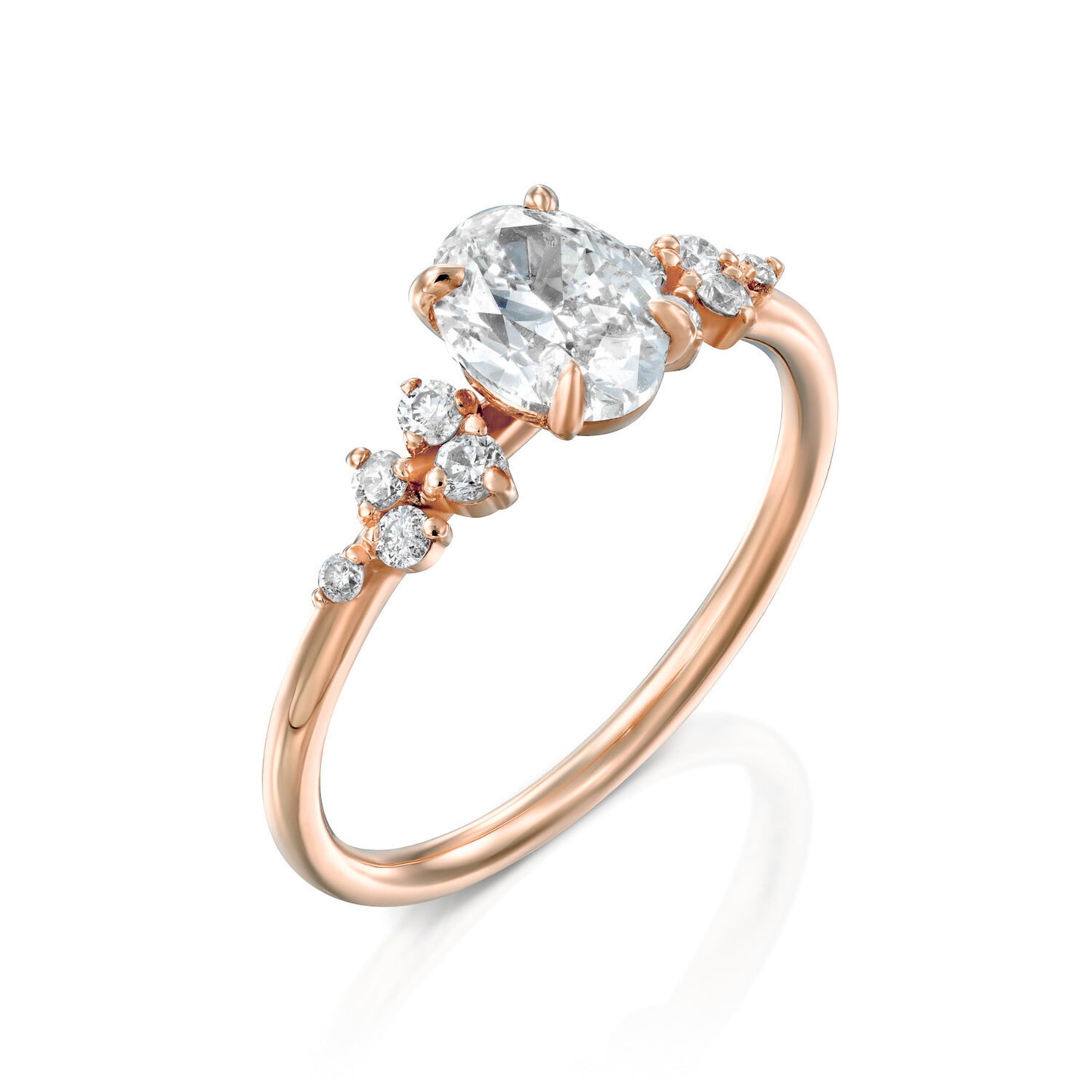 Romantic Oval Diamond Ring|טבעת רומנטית אובל