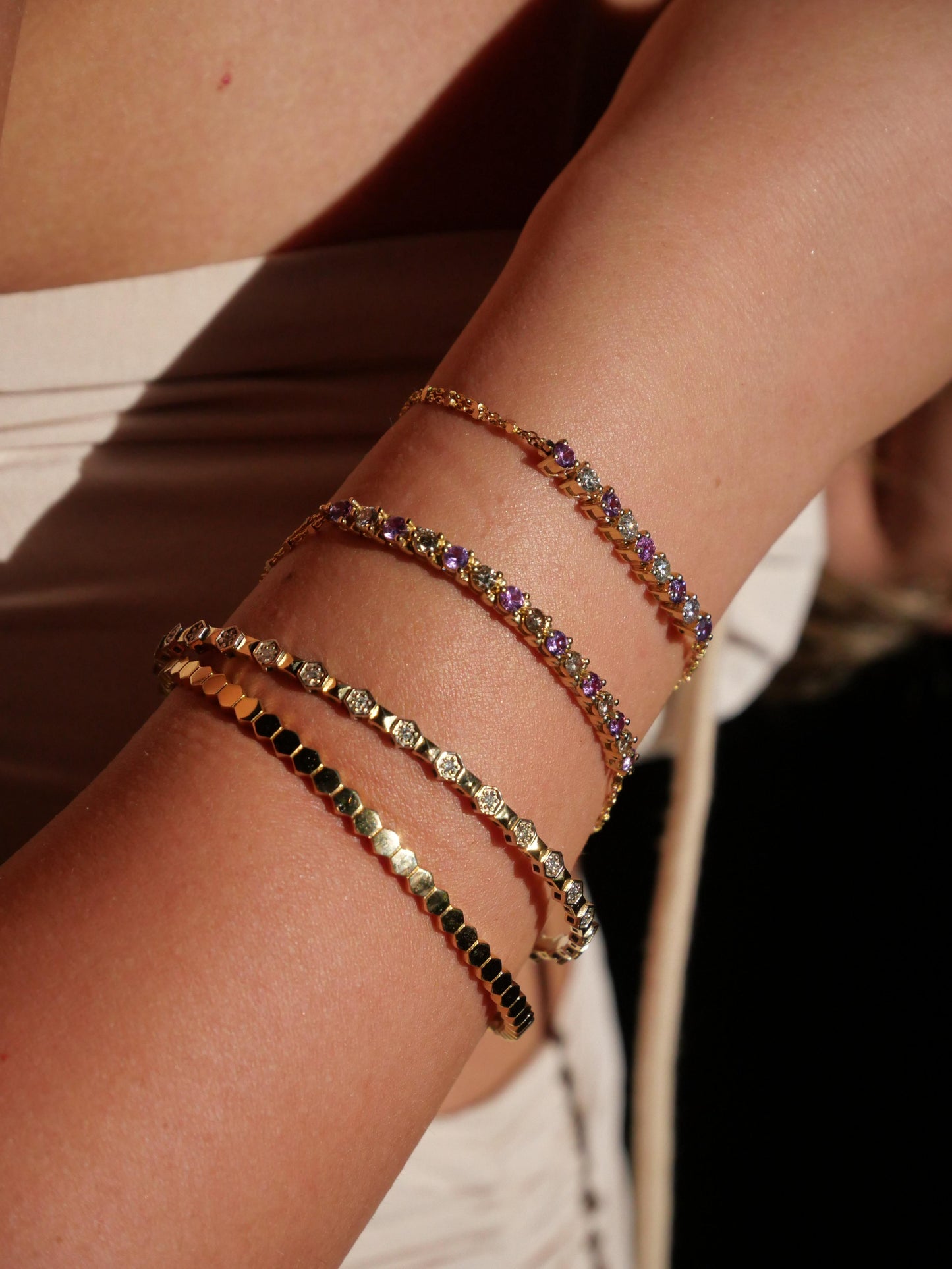 צמיד משושים זהב|Hexagon Bracelet