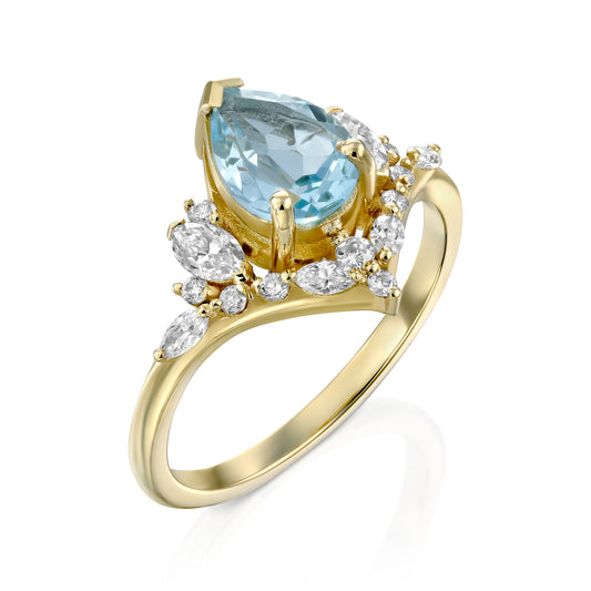 טבעת סינדרלה אקוומרין|Cinderella Ring