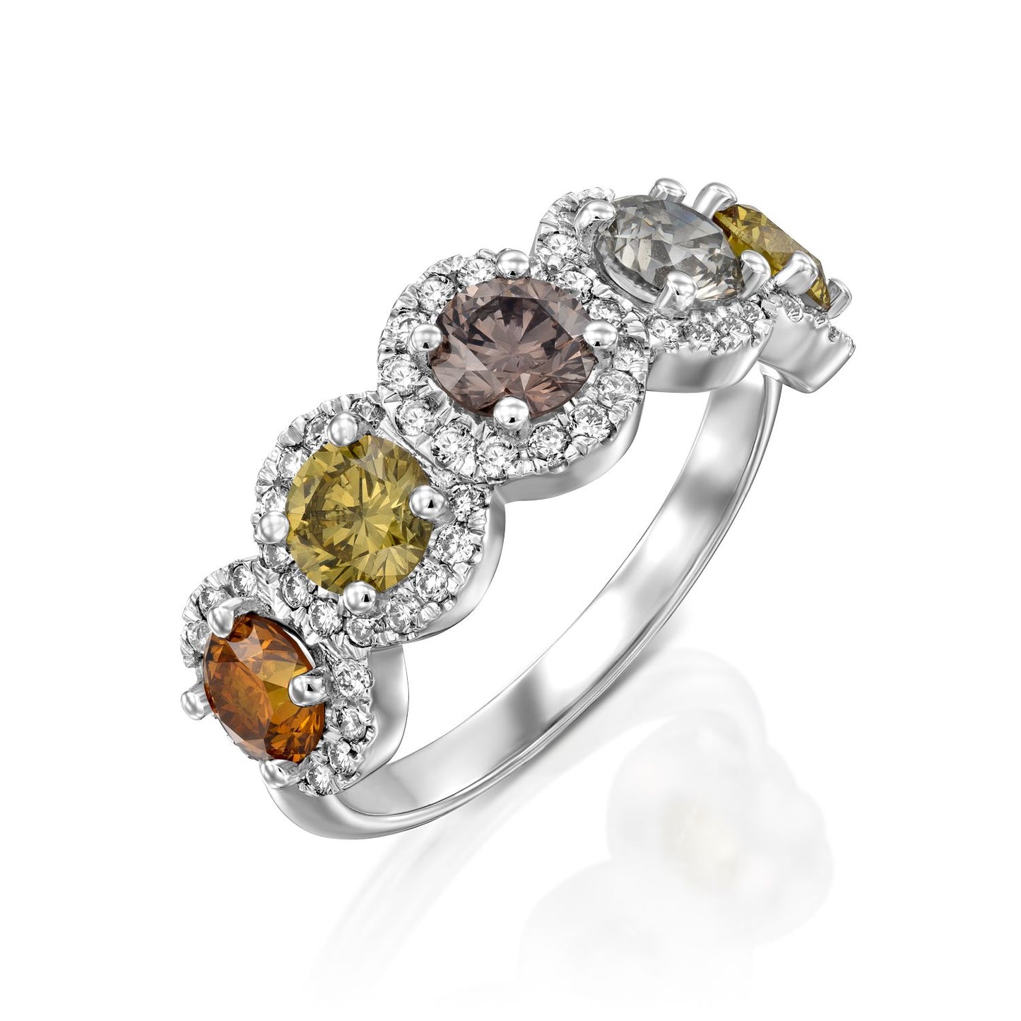 טבעת יהלומי פנסי טבעיים|Fancy Color Diamond Ring