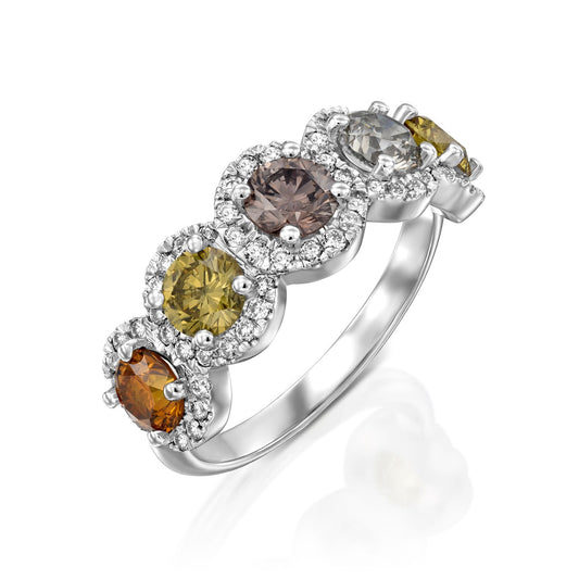 טבעת יהלומי פנסי טבעיים|Fancy Color Diamond Ring