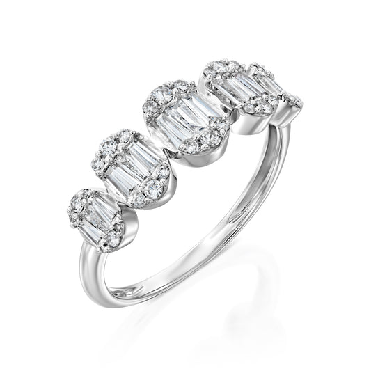 Baguette Oval Ring|טבעת אובלים בשיבוץ יהלומי בגט