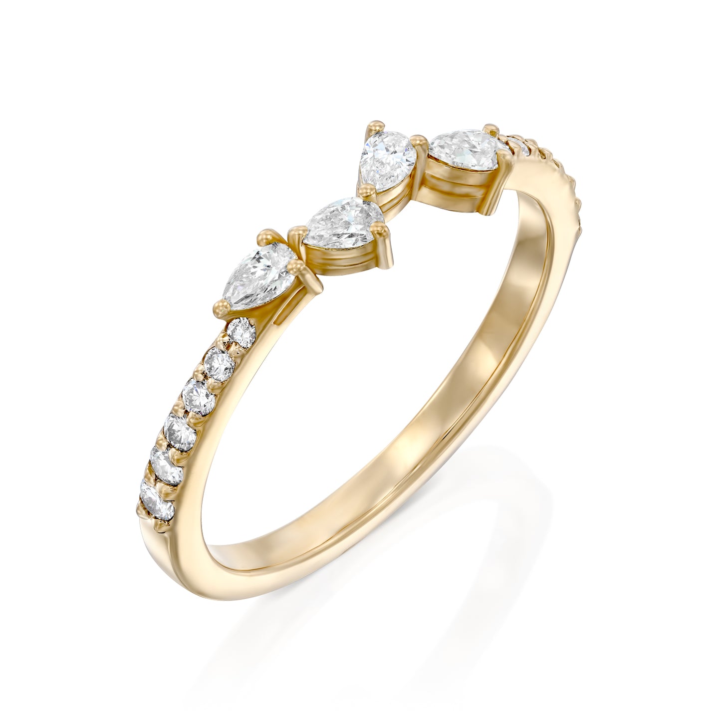 טבעת טיפות גן עדן|Pear Diamond Ring